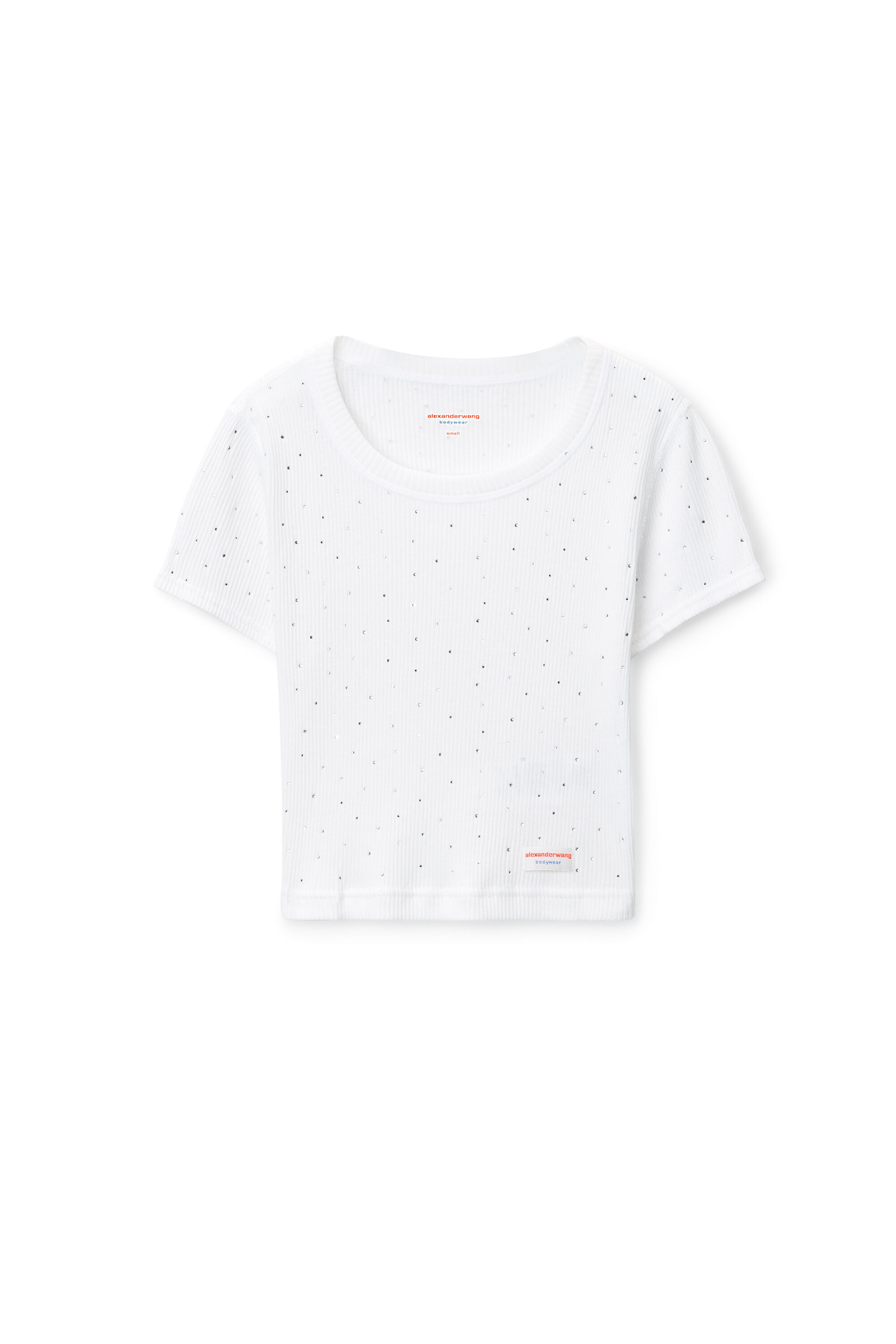 alexanderwang ホワイト三角ビキニ XS 上のみ Crystal Hotfix Short-Sleeve Cropped Tee in WHITE | alexanderwang®