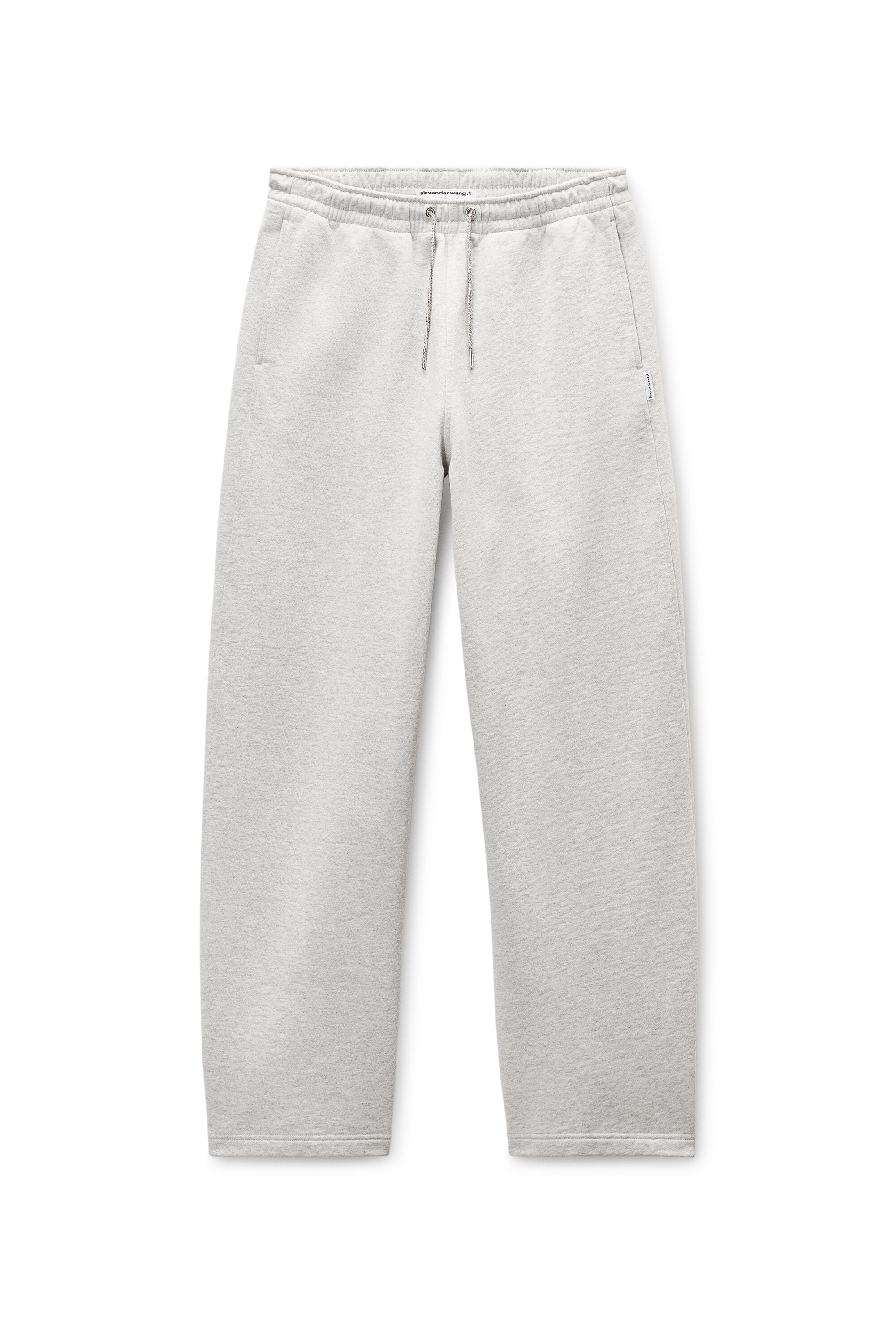 Grey Cotton Terry Sweatpant with Crystal Hotfix Drawcord in LIGHT