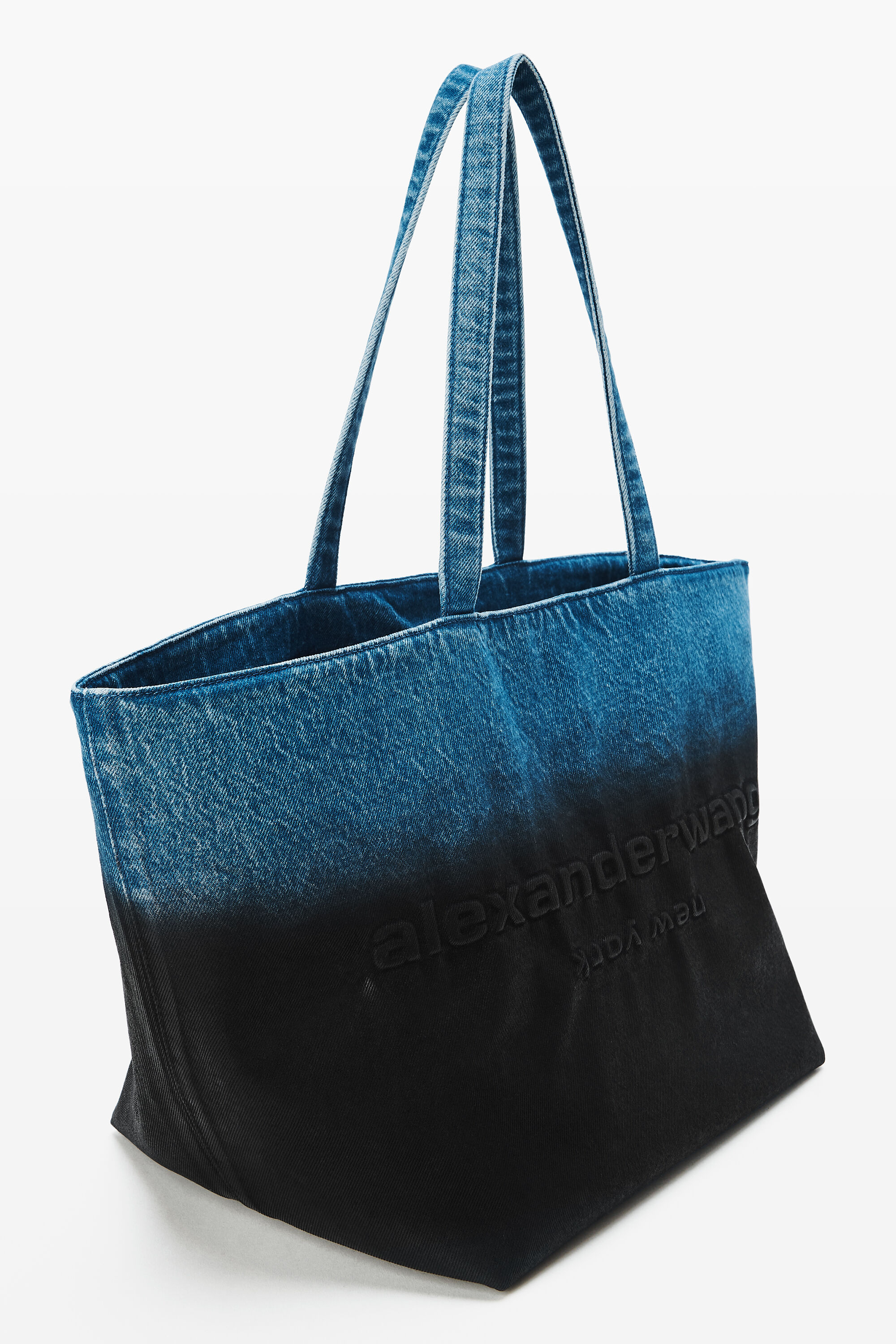 【レア】BossUp REMAKE DENIM TOTE BAG Lサイズ Punch Denim Large Tote in VINTAGE MARBLED BLUE / BLACK