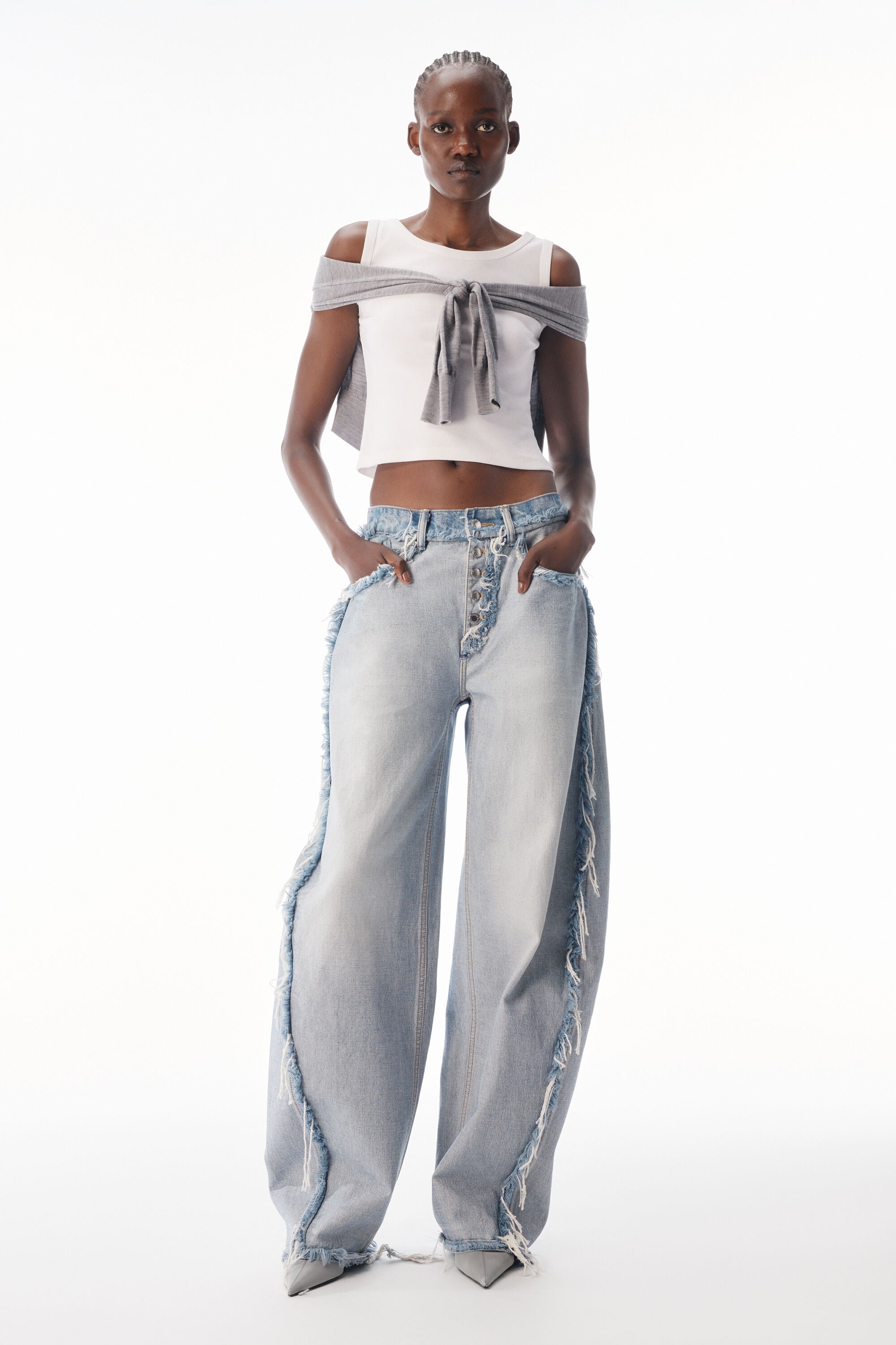 Mid-Rise Inverted Blow Up Jean with Embossed Logo in INVERTED