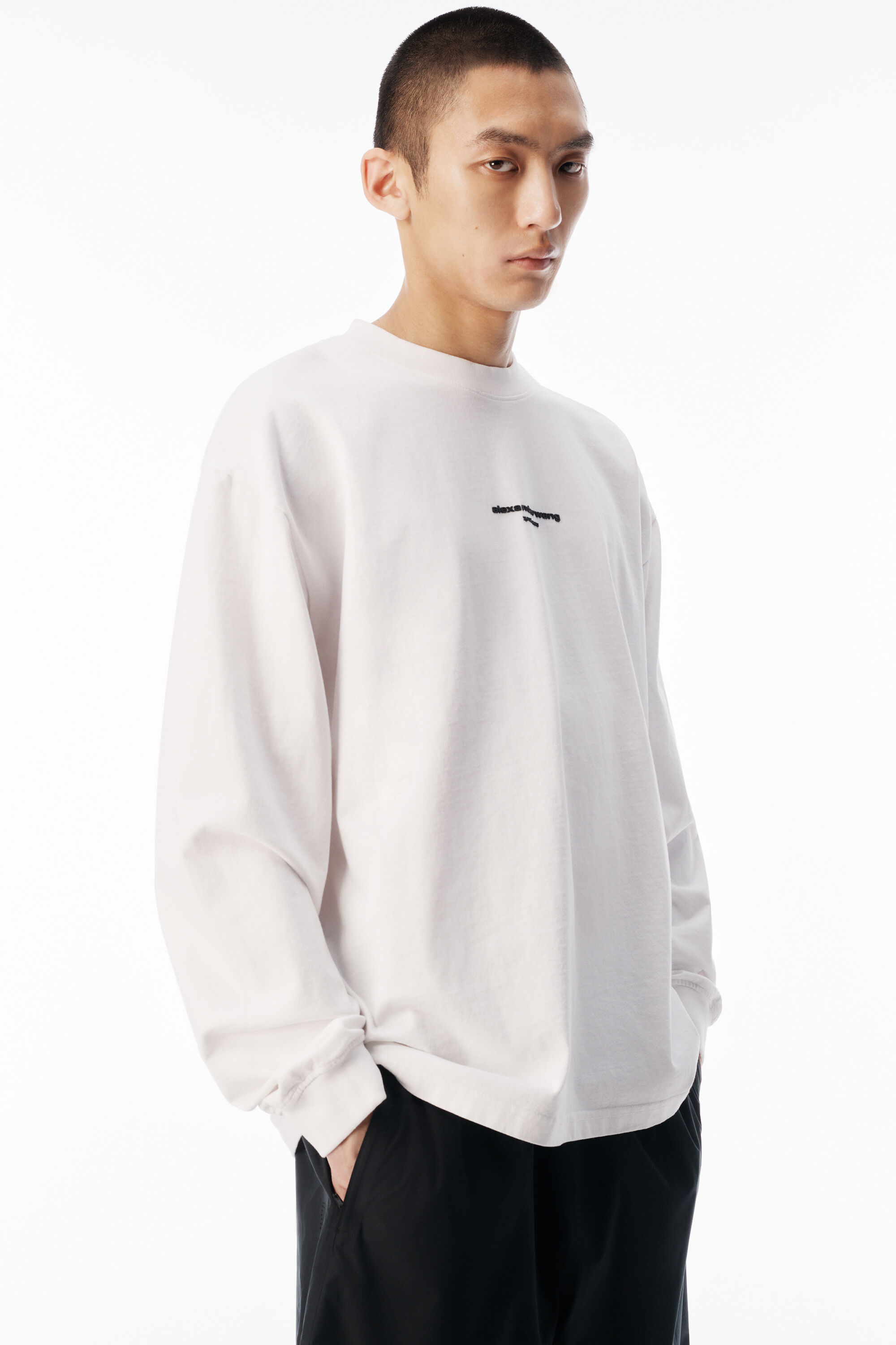 LOGO PRINT LONG SLEEVE TEE in WHITE | alexanderwang®