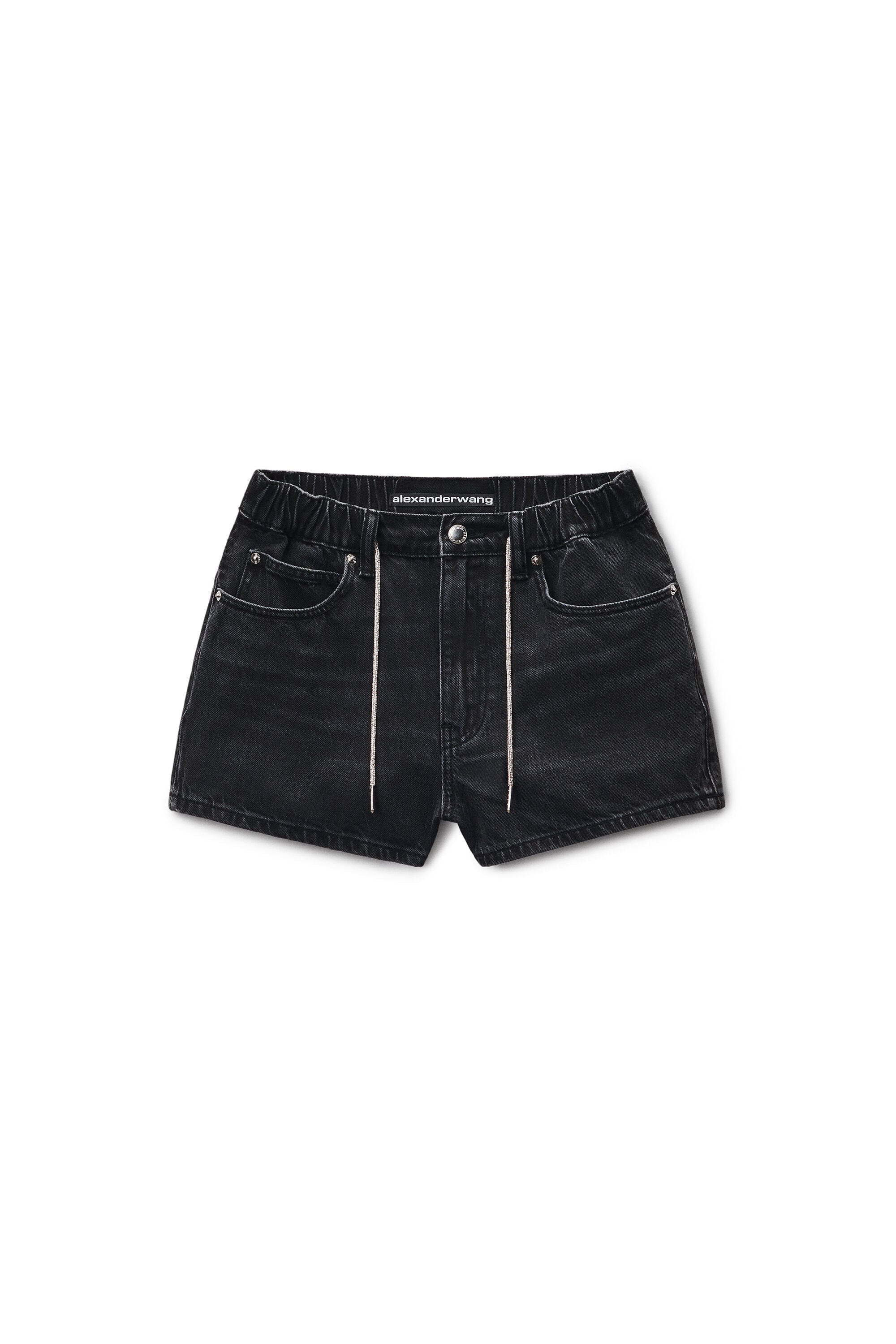 Crystal Hotfix Drawcord Short in GREY AGED | alexanderwang®