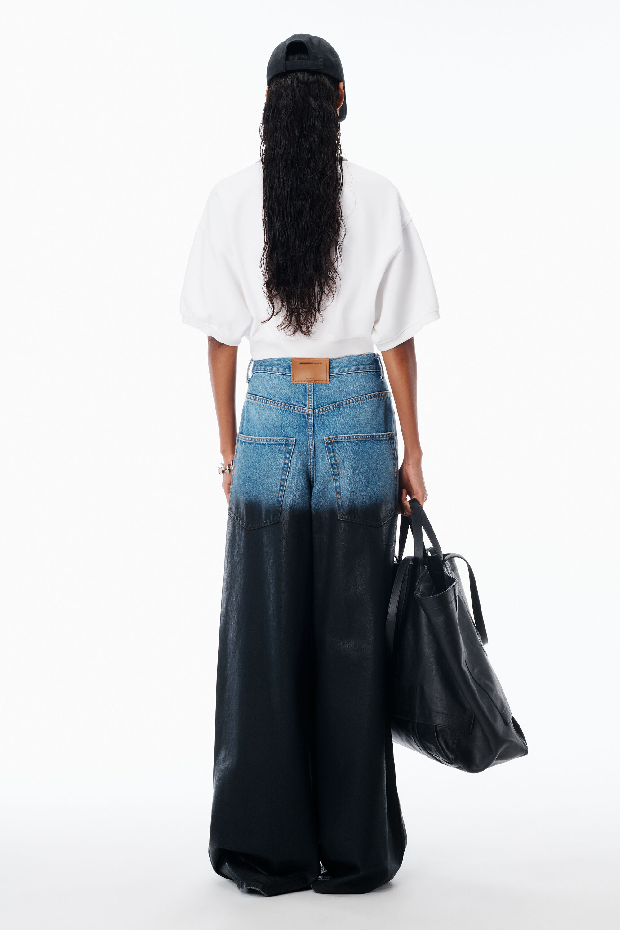 Surge Leather Coated Jean in VINTAGE MARBLED BLUE | alexanderwang®