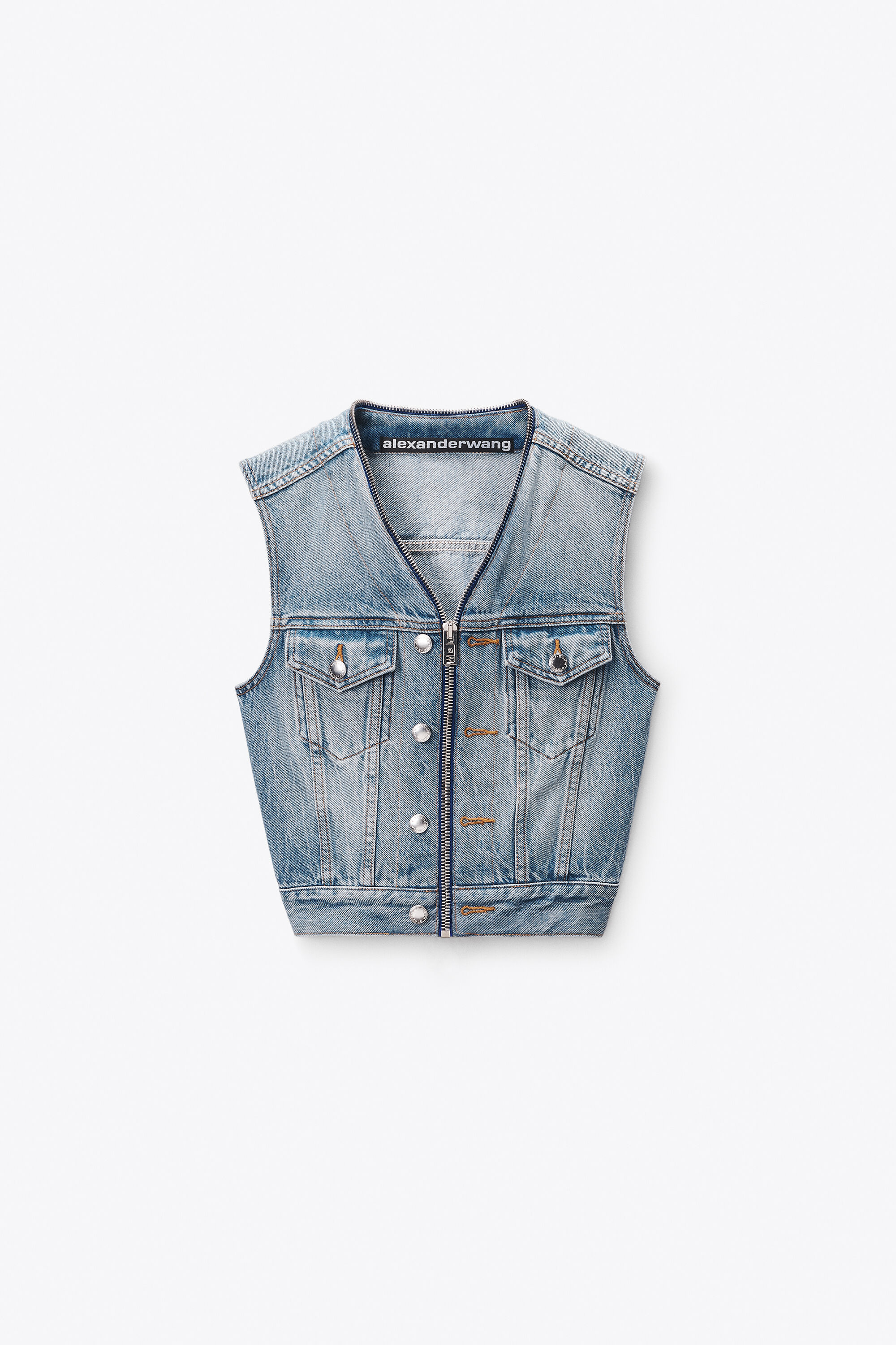 Zipper Denim Vest in AUTHENTIC LIGHT INDIGO | alexanderwang®