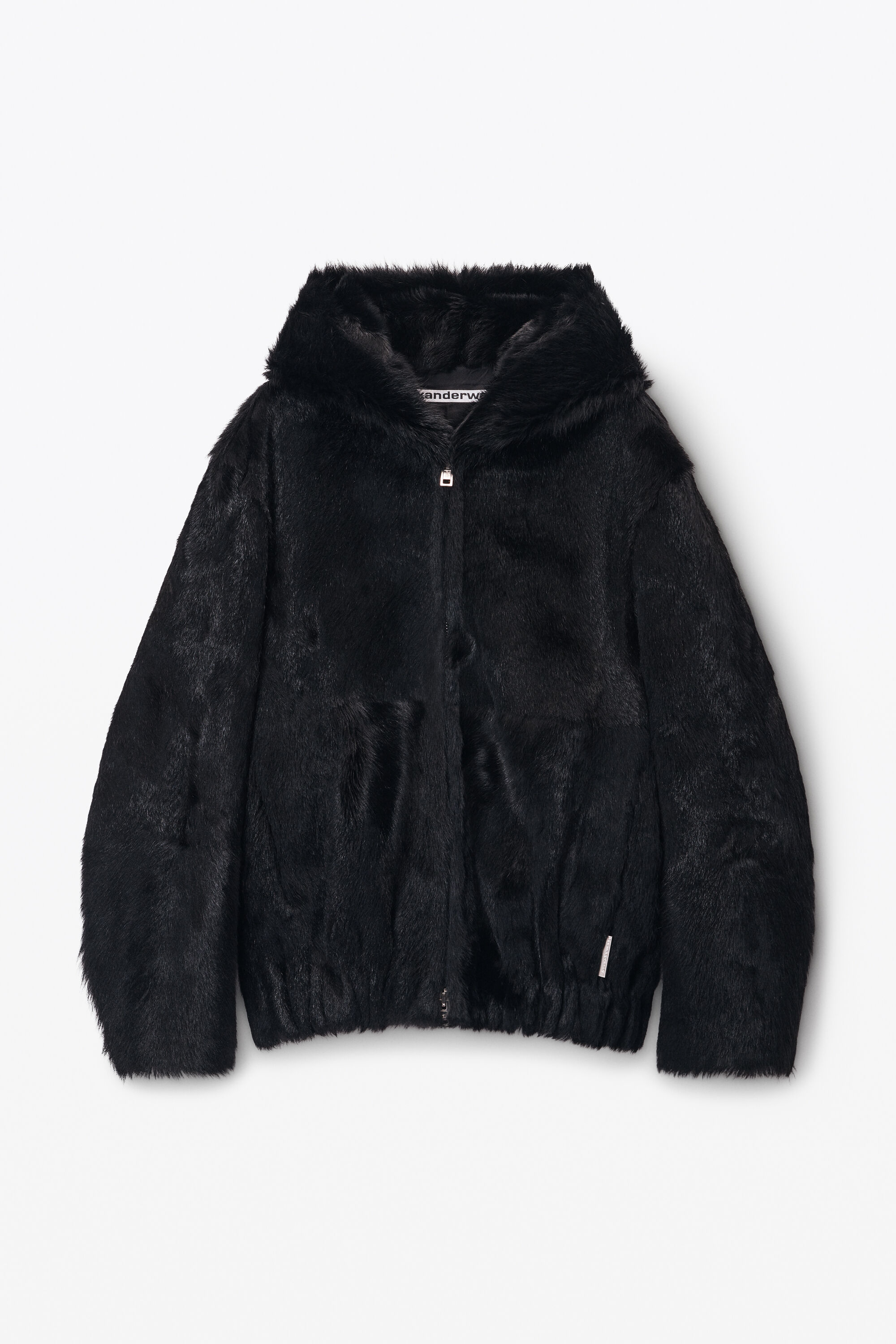 Unisex Zip-Up Hoodie in Calf Hair in BLACK | alexanderwang®