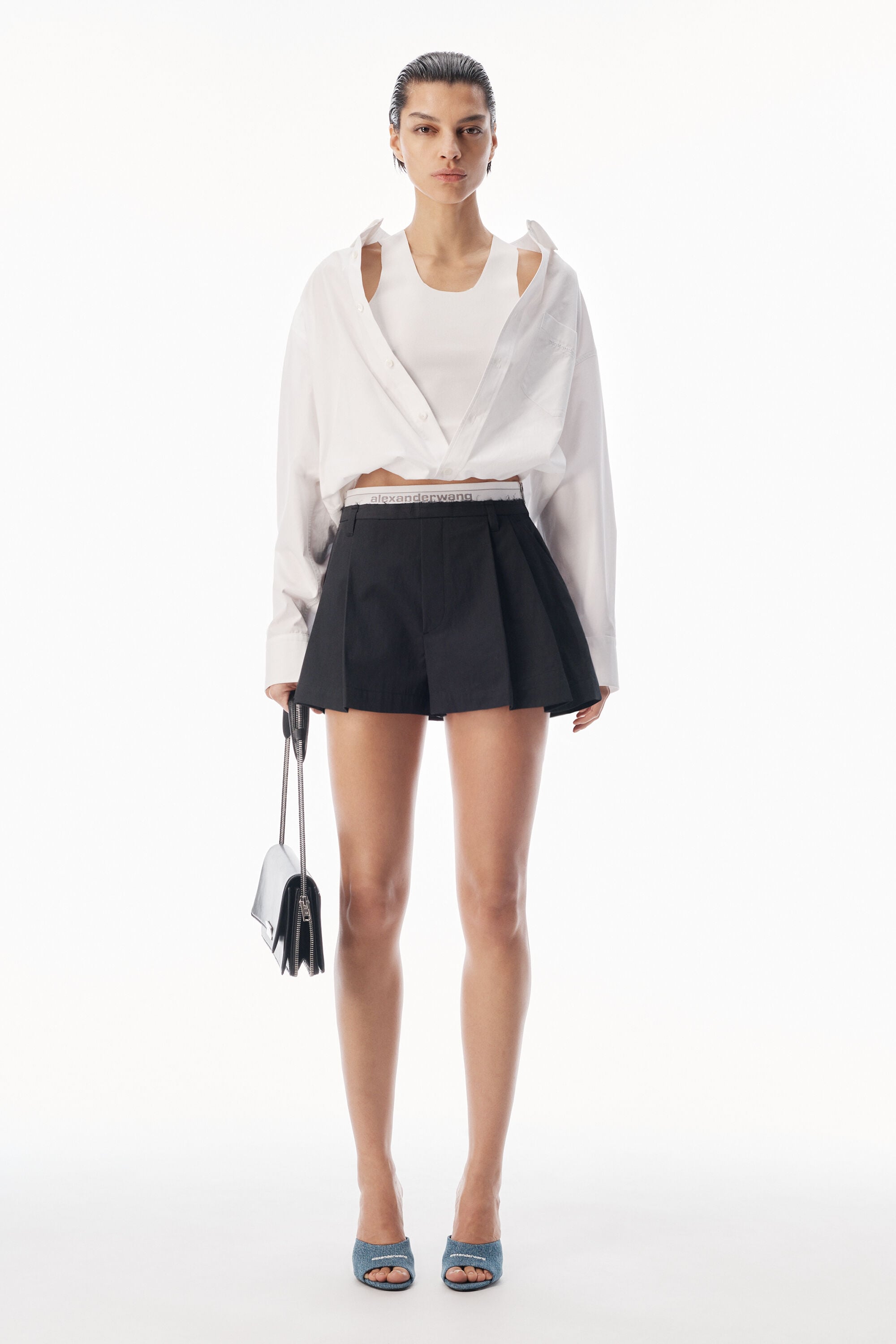 LOGO ELASTIC HIGH-RISE SHORT in BLACK | alexanderwang®