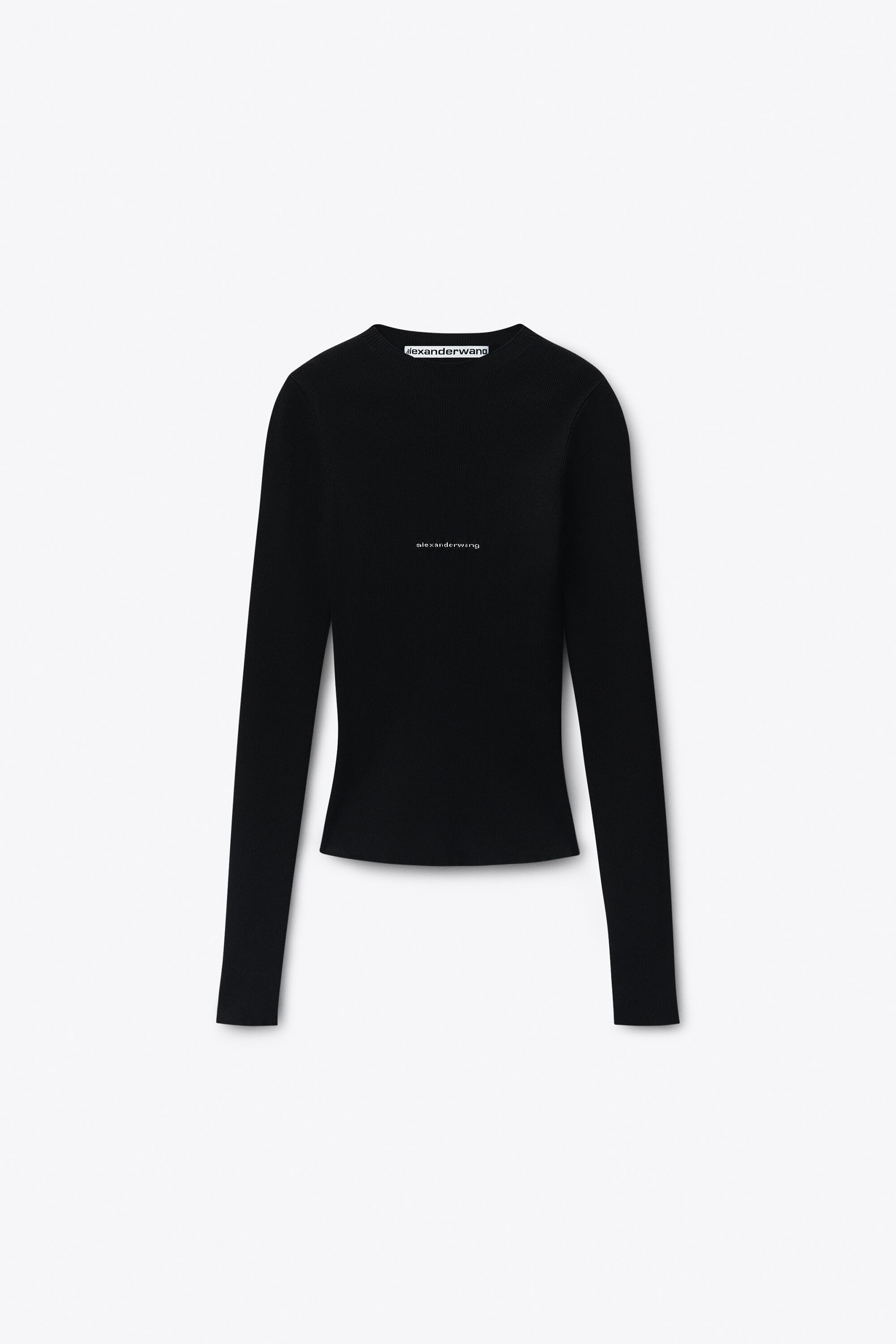 alexanderwang ロンt Knit Logo Long Sleeve Tee in BLACK | alexanderwang®
