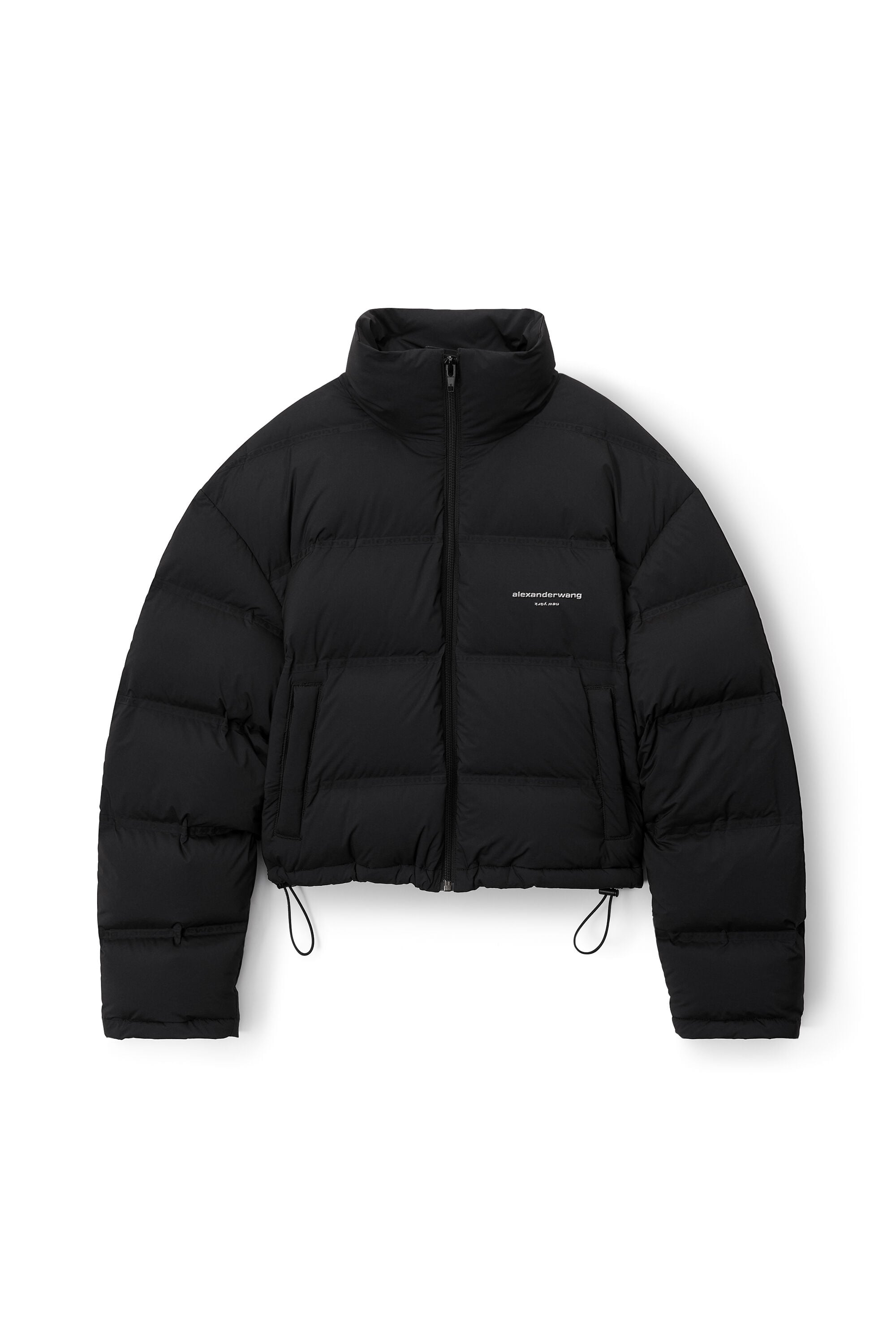 Black Logo Reflective Puffer Coat