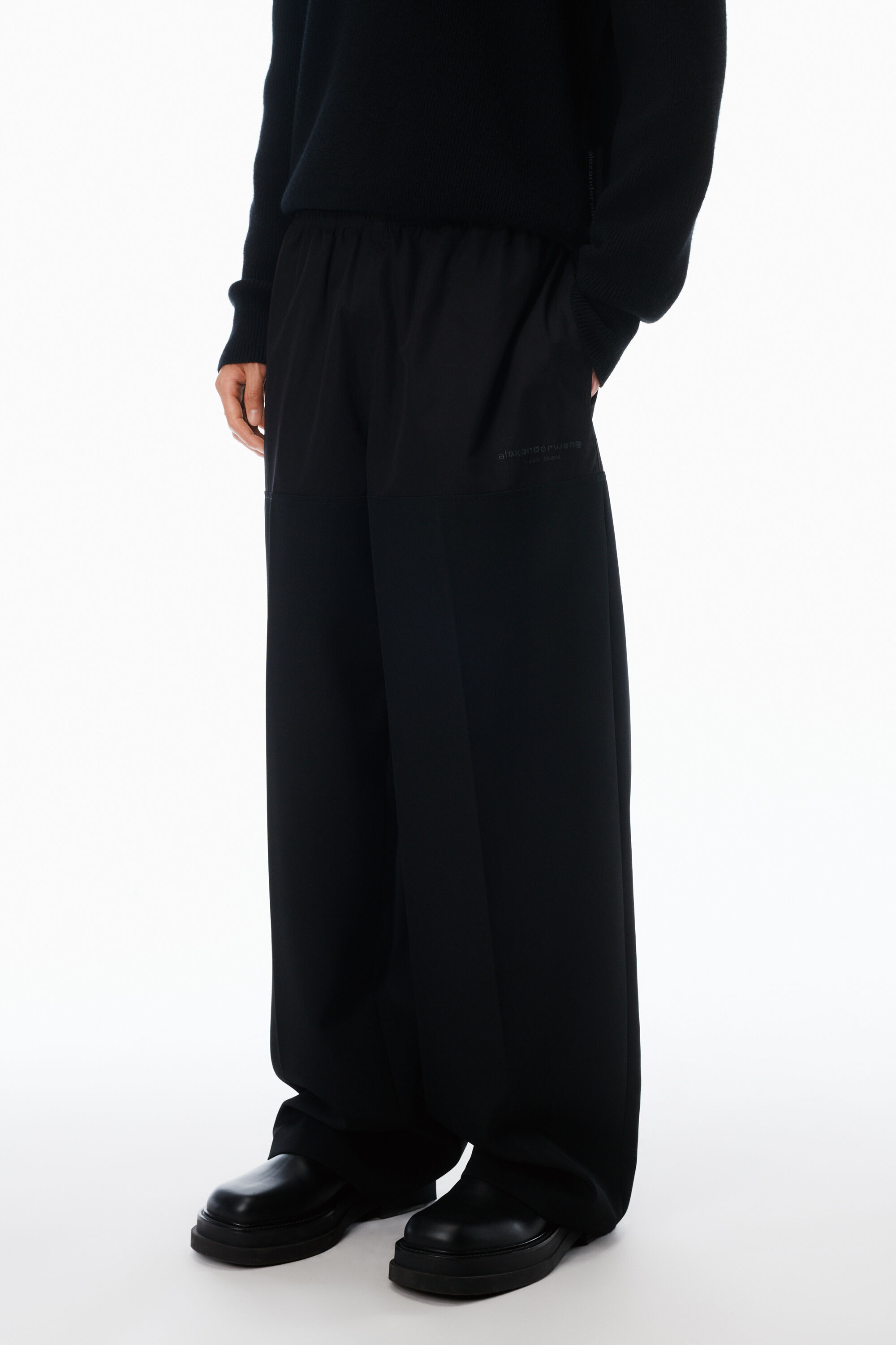 Mid-Rise Boxer Panel Pant Relaxed in BLACK | alexanderwang®