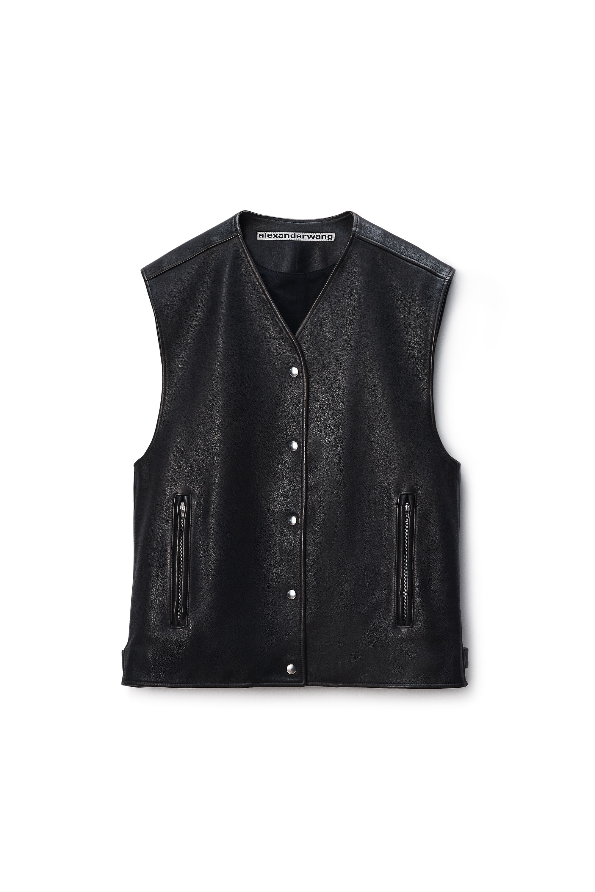 Boxy Moto Vest in Leather