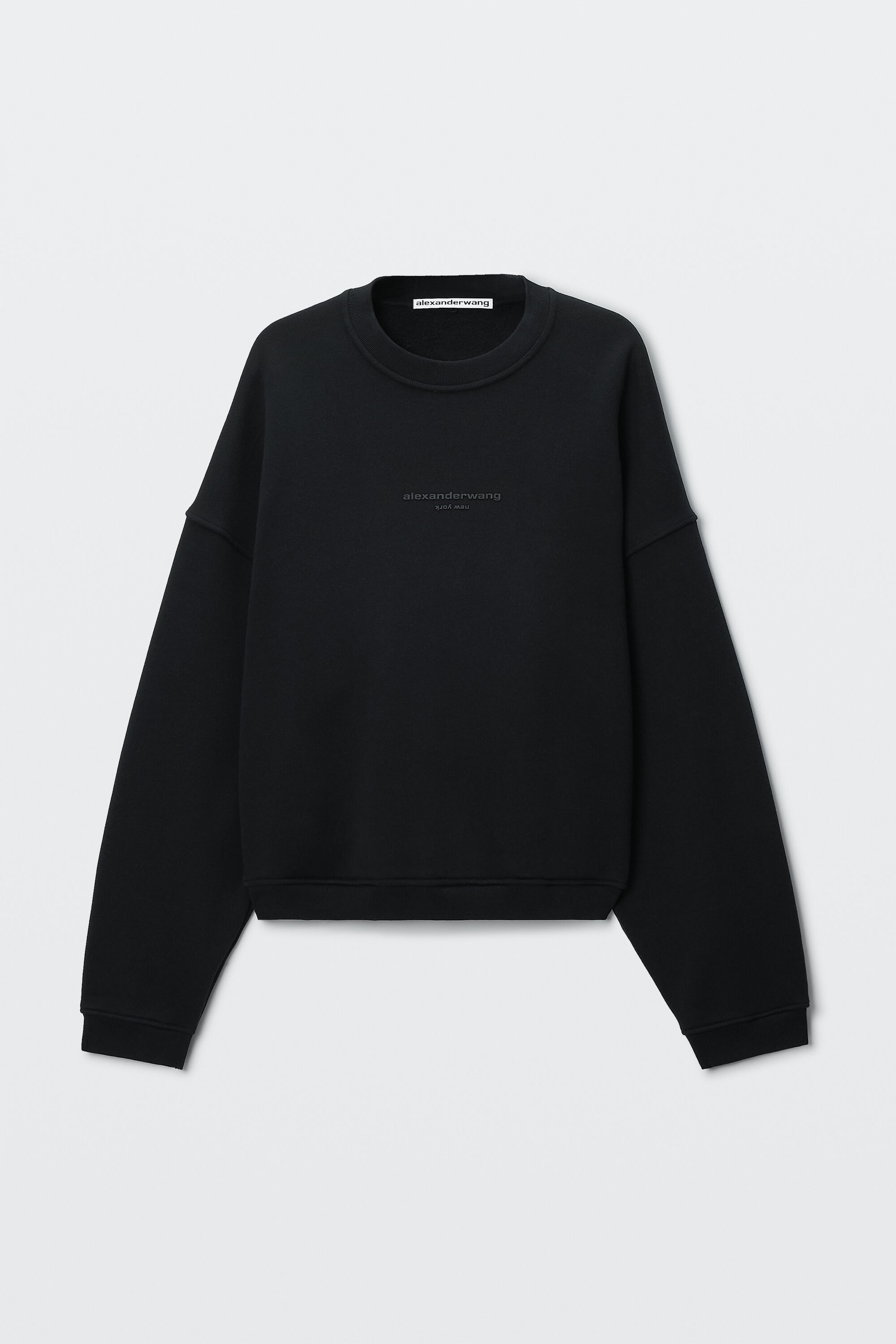 LOGO PRINT OVERSIZED CREWNECK in WASHED BLACK | alexanderwang®