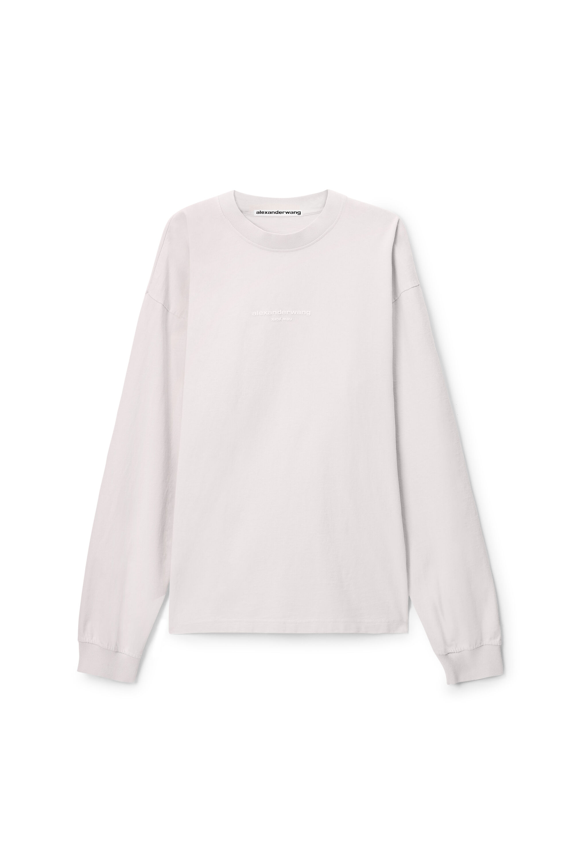 LOGO PRINT LONG SLEEVE TEE in WASHED LIGHT PINK | alexanderwang®