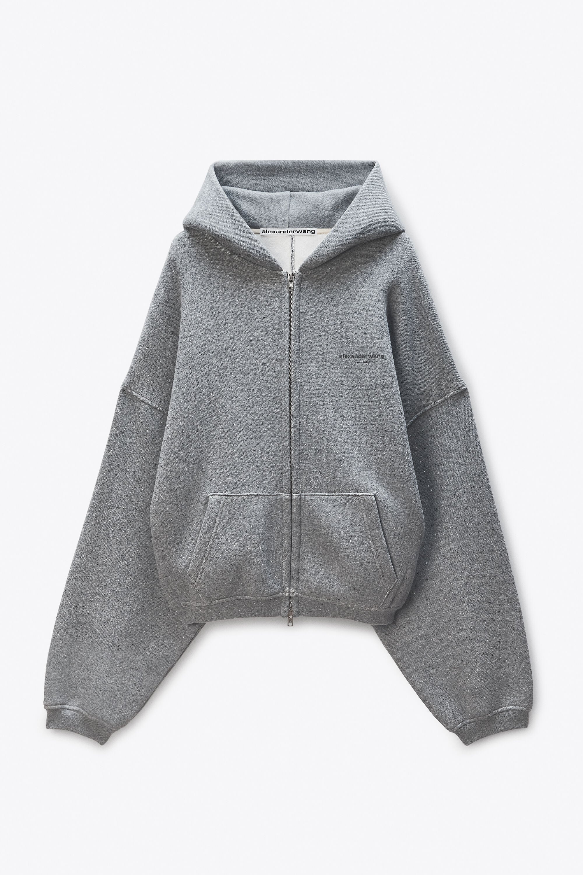 CRYSTAL HOTFIX ZIP UP HOODIE in SIDEWALK | alexanderwang®