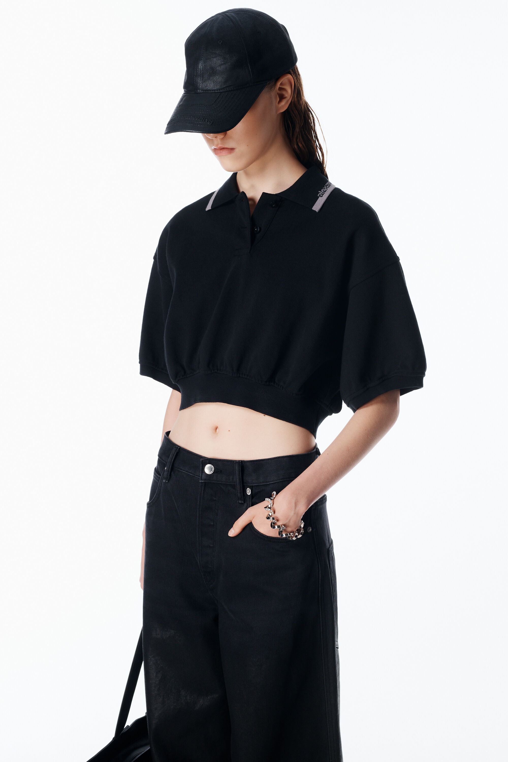 alexanderwang アレキサンダーワング クロップド シンチ コットンポロ