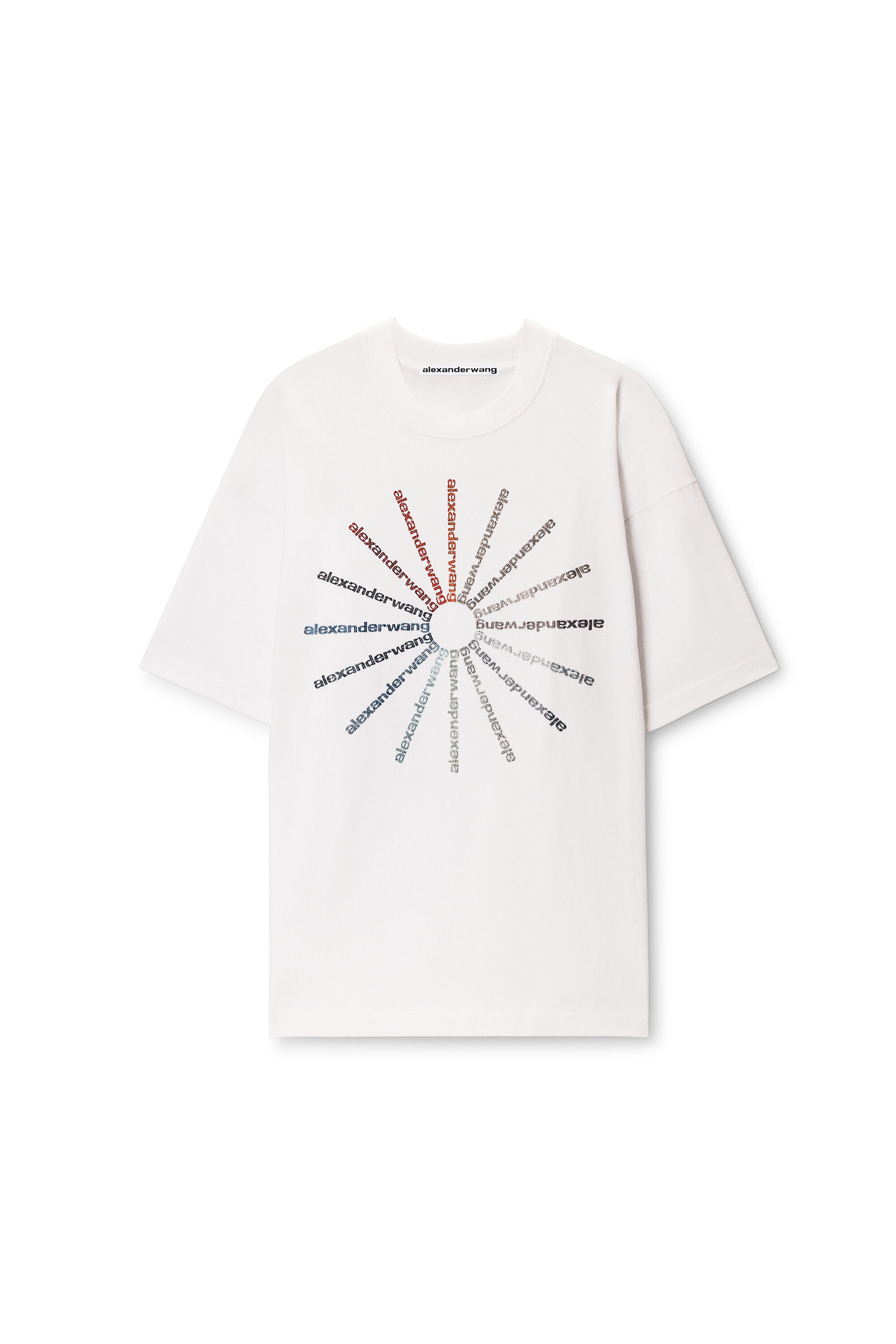 CRYSTAL HOTFIX PINWHEEL SHORT SLEEVE TEE in VINTAGE WHITE