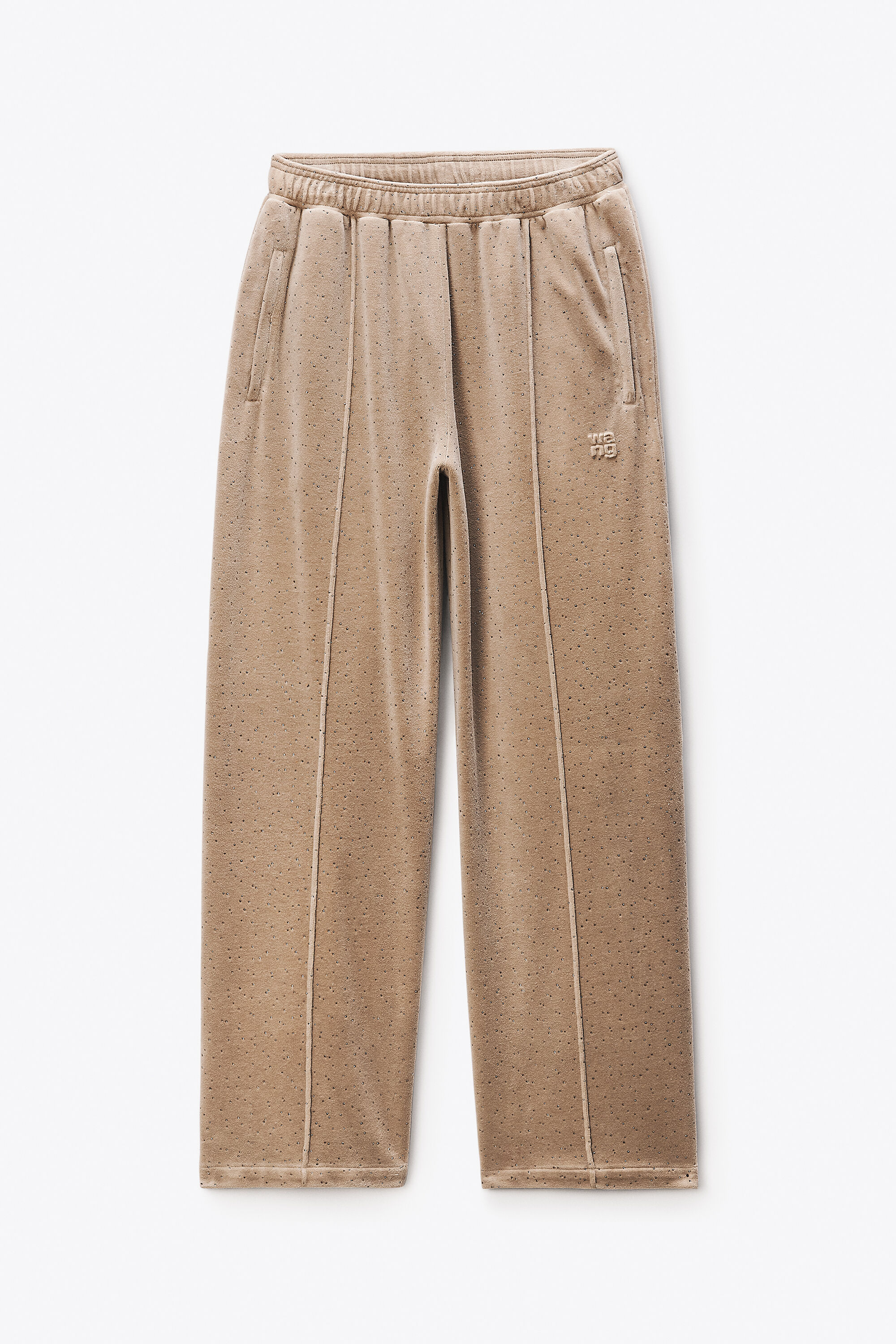 Crystal Hotfix Mid-Rise Terry Sweatpant in WARM TAUPE | alexanderwang®