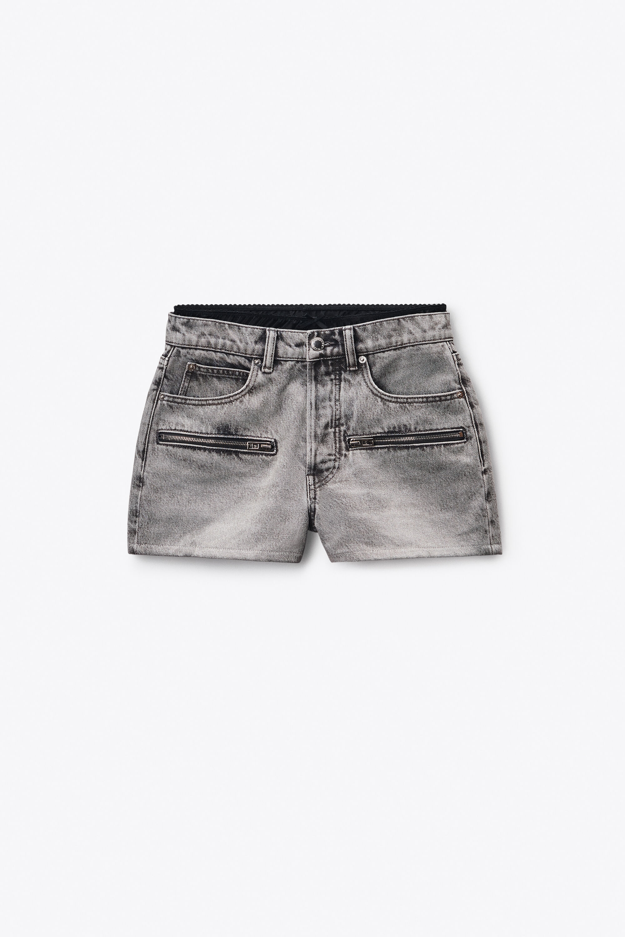 Silk Zip Mid-Rise Short in WASHED GREY | alexanderwang®