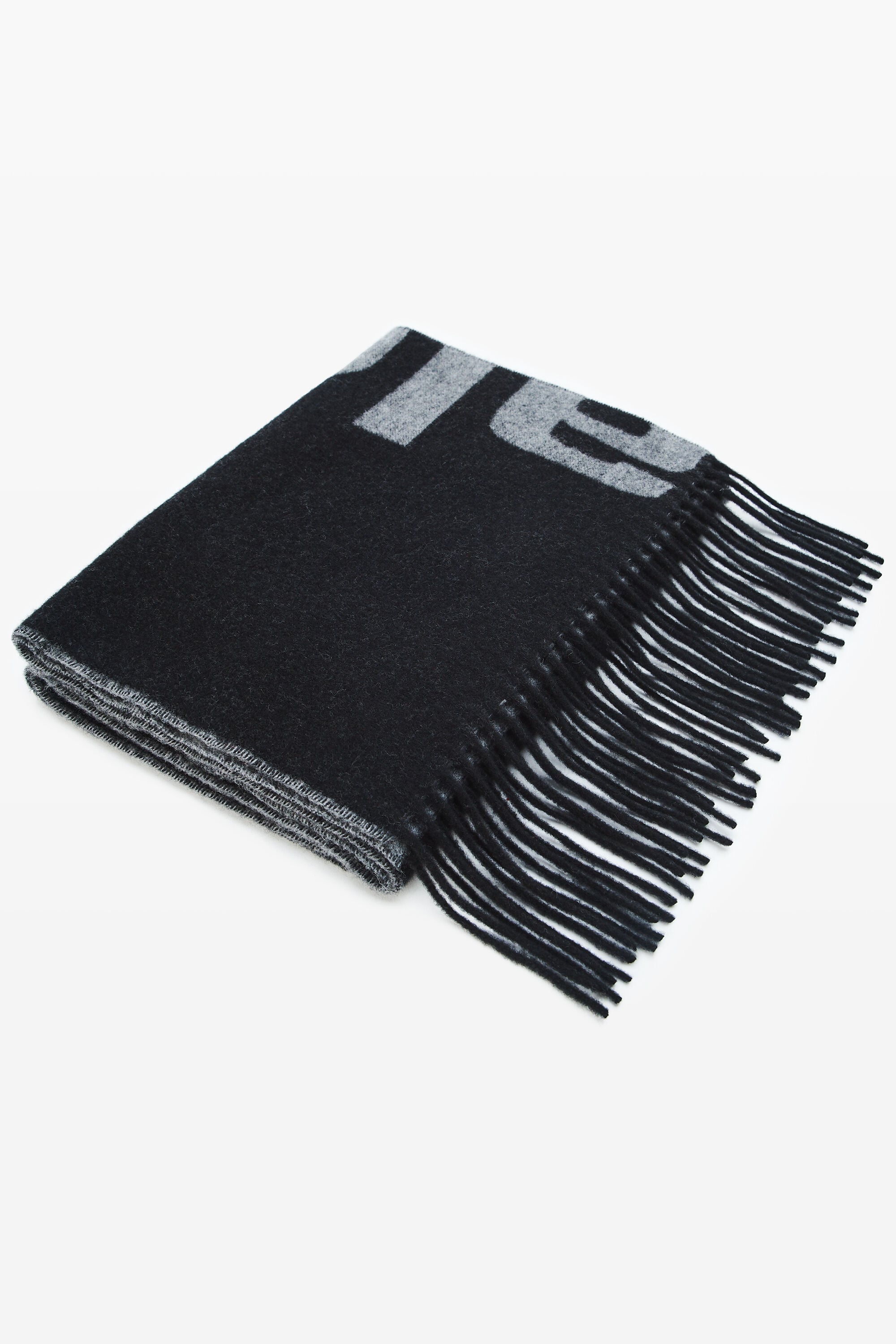Logo Jacquard Scarf in Wool Cashmere in BLACK/GREY | alexanderwang®