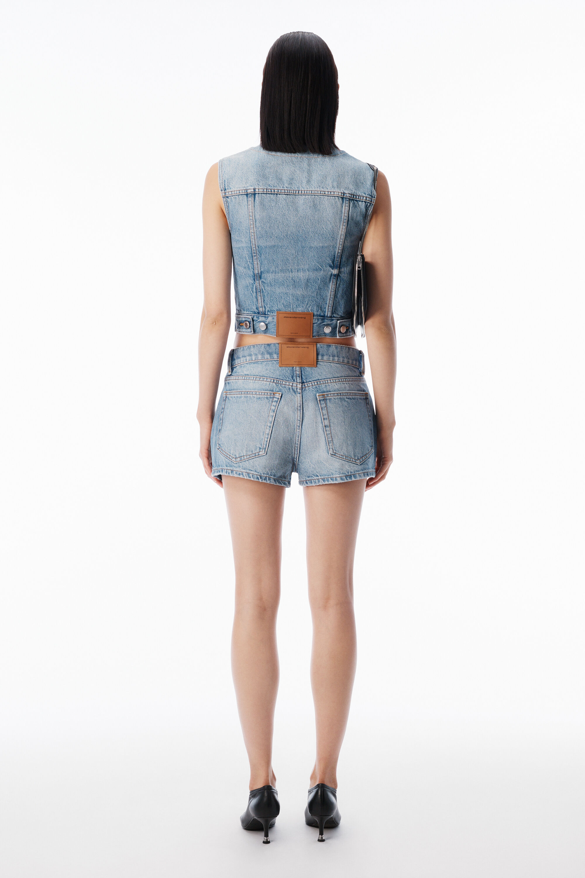 Silk Zip Mid-Rise Short in AUTHENTIC LIGHT INDIGO | alexanderwang®