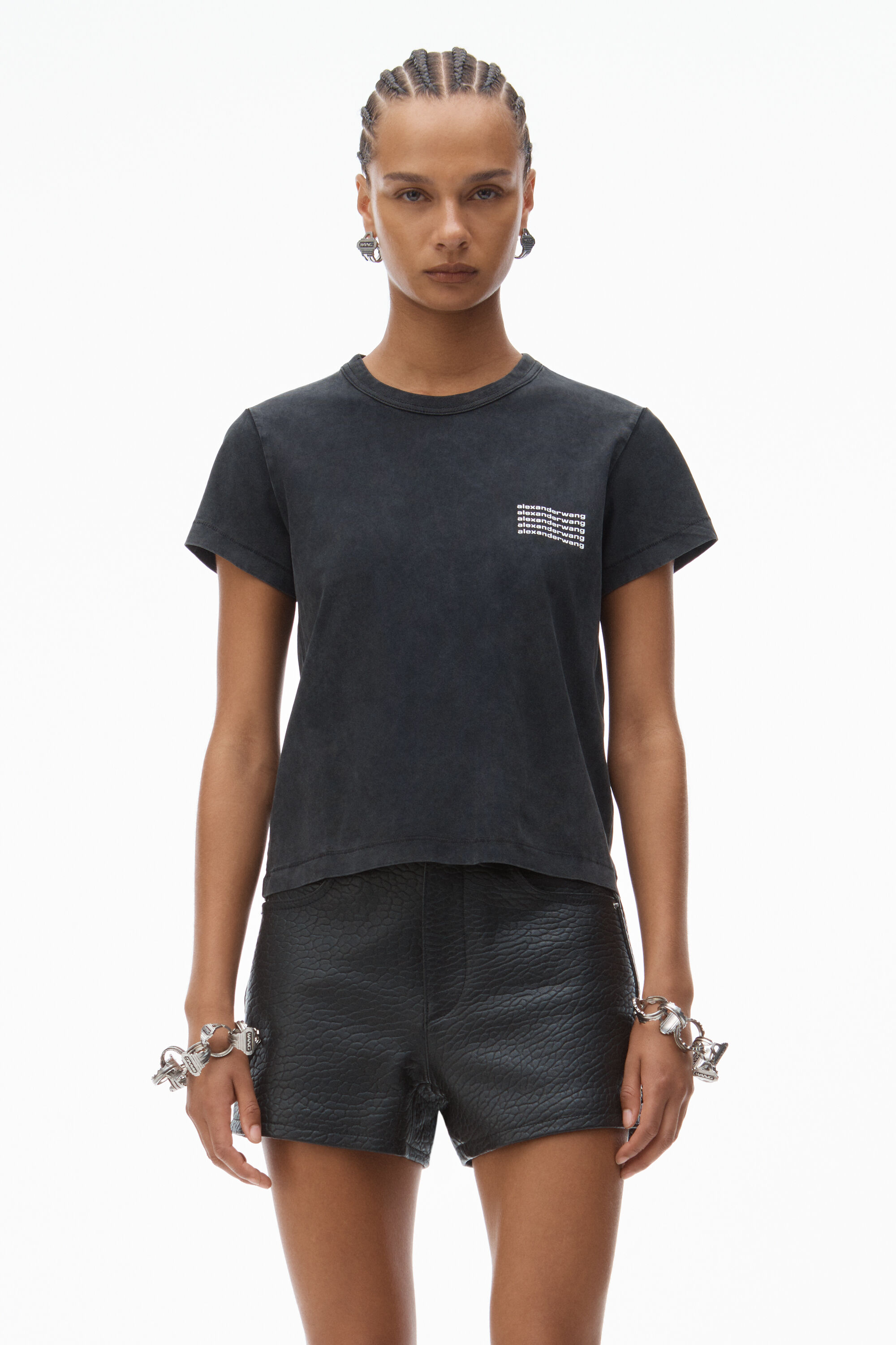 SHRUNKEN TEE IN ACID WASH JERSEY in ACID BLACK | alexanderwang®