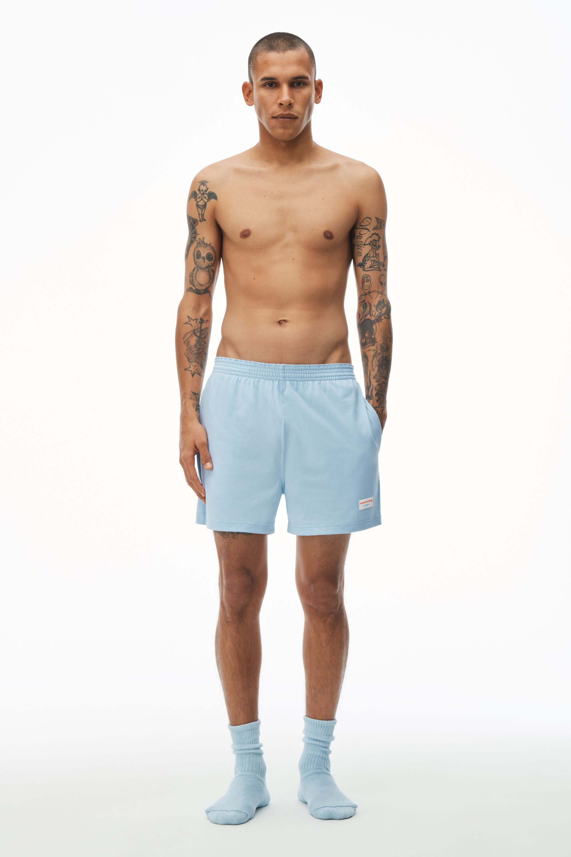 ELASTIC SHORTS in BLUE PEARL | alexanderwang®