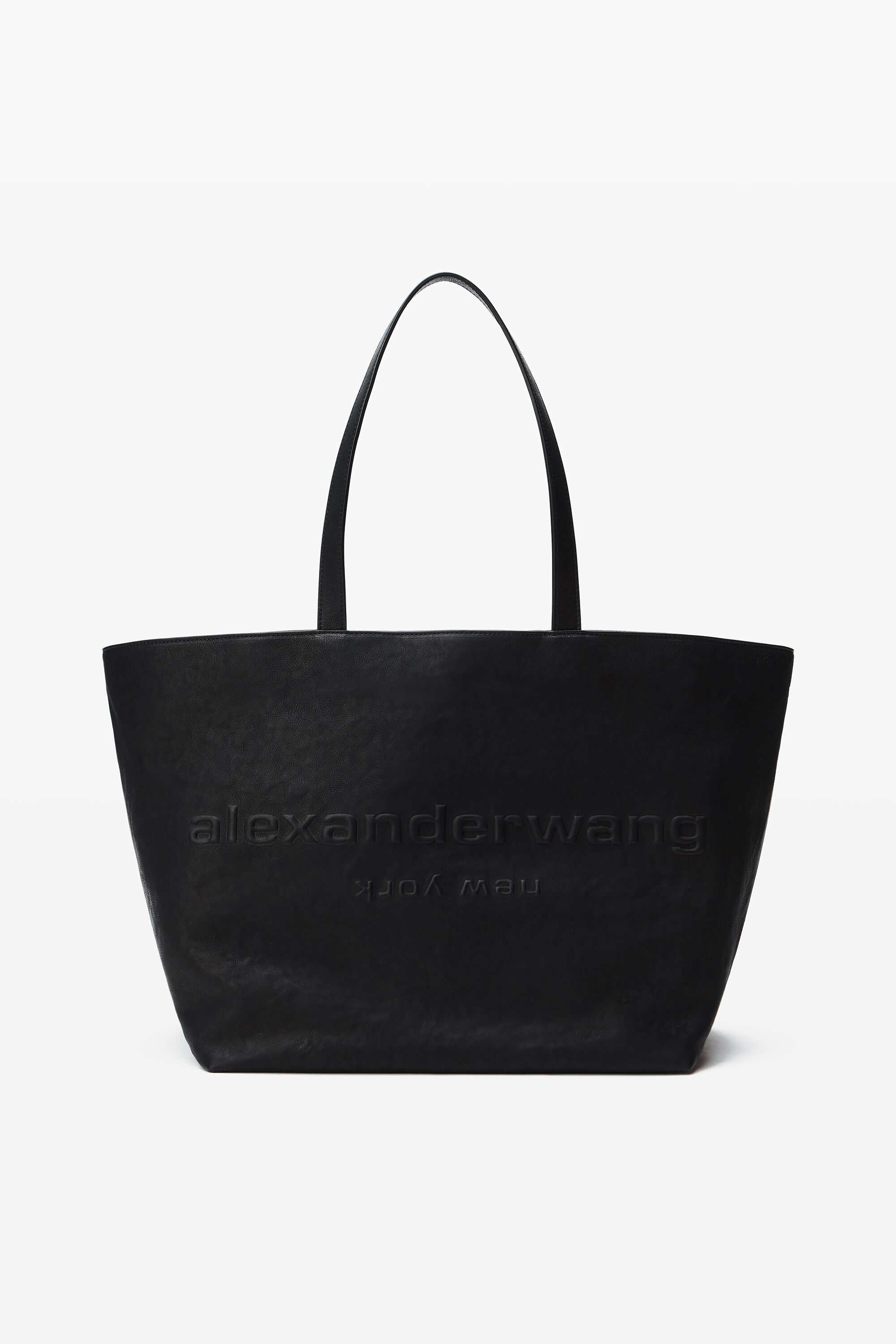 Black Leather Punch Tote in BLACK | alexanderwang®