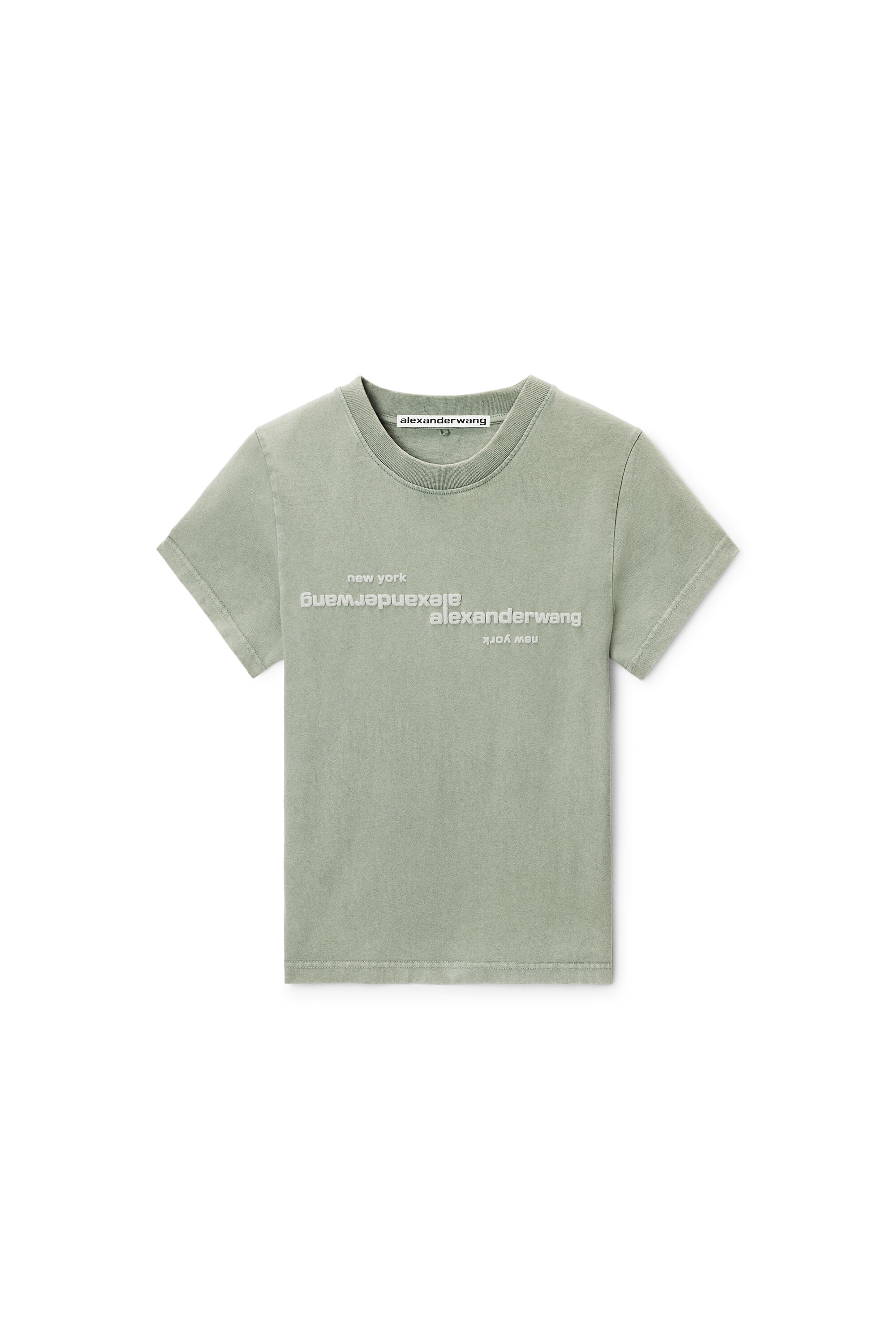 MIRRORED LOGO TEE in WASHED SAGE | alexanderwang®