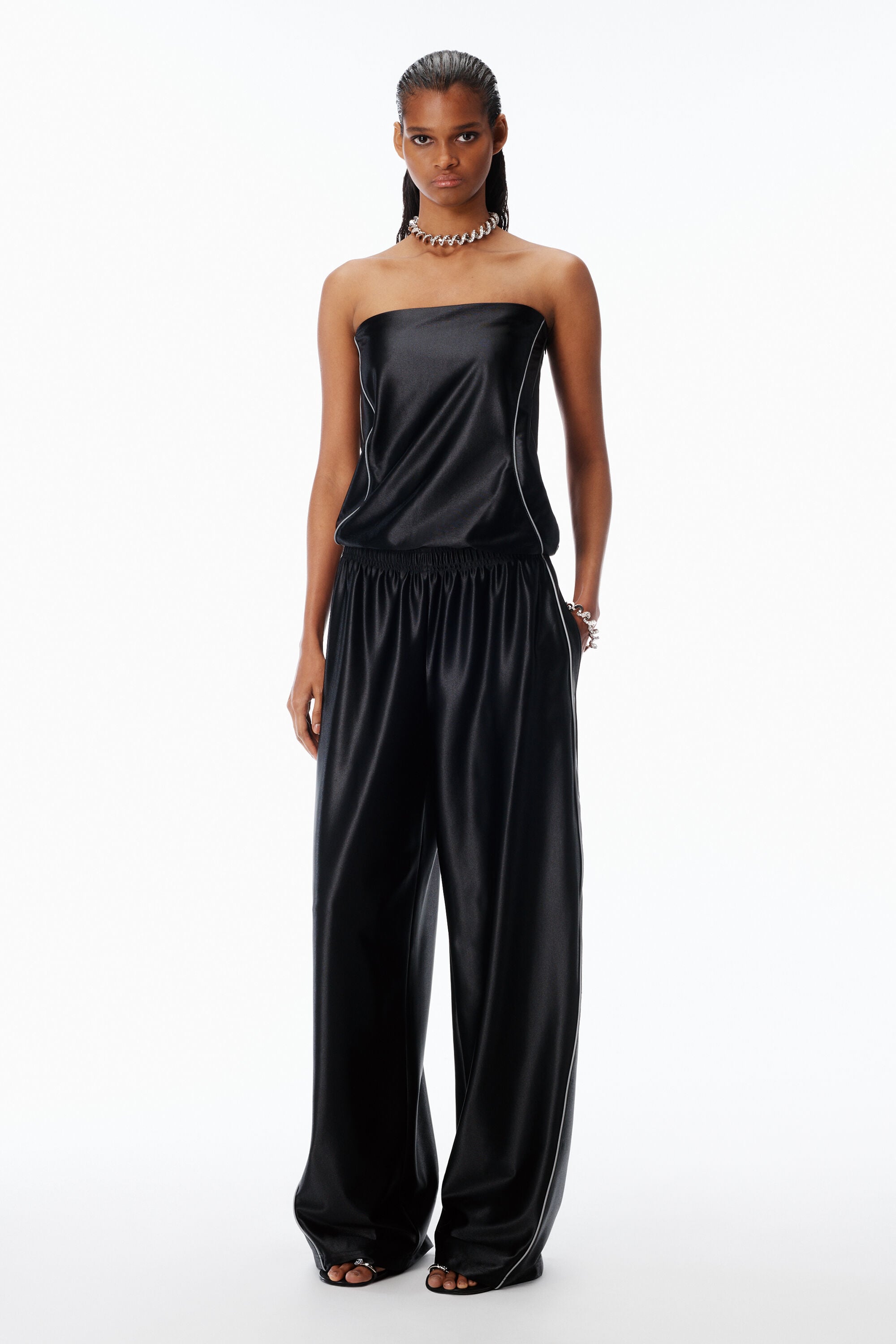 Mid-Rise Trackpant in Satin Faille Jersey.