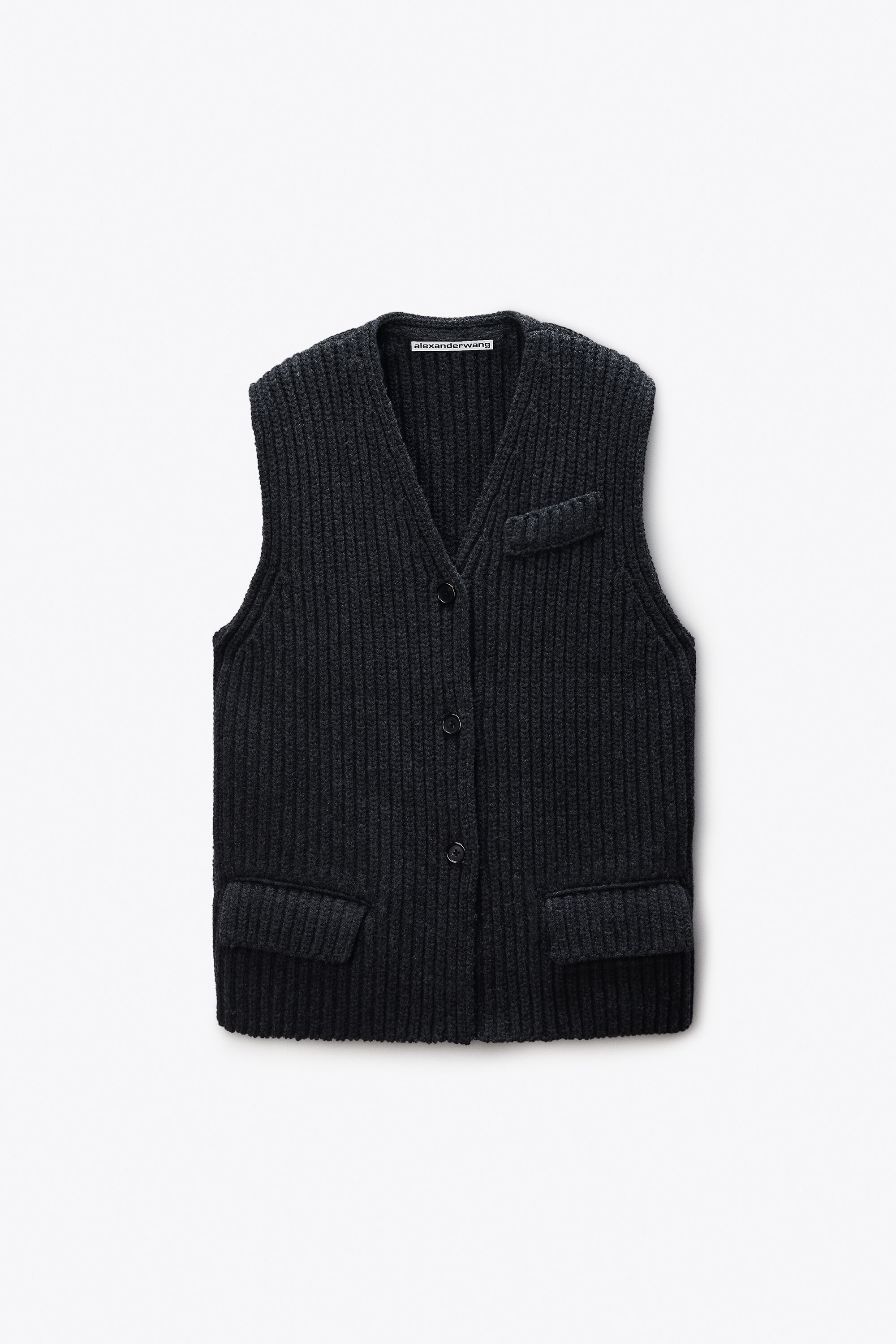 Sweater Vest in Wool in GRAPHITE | alexanderwang®