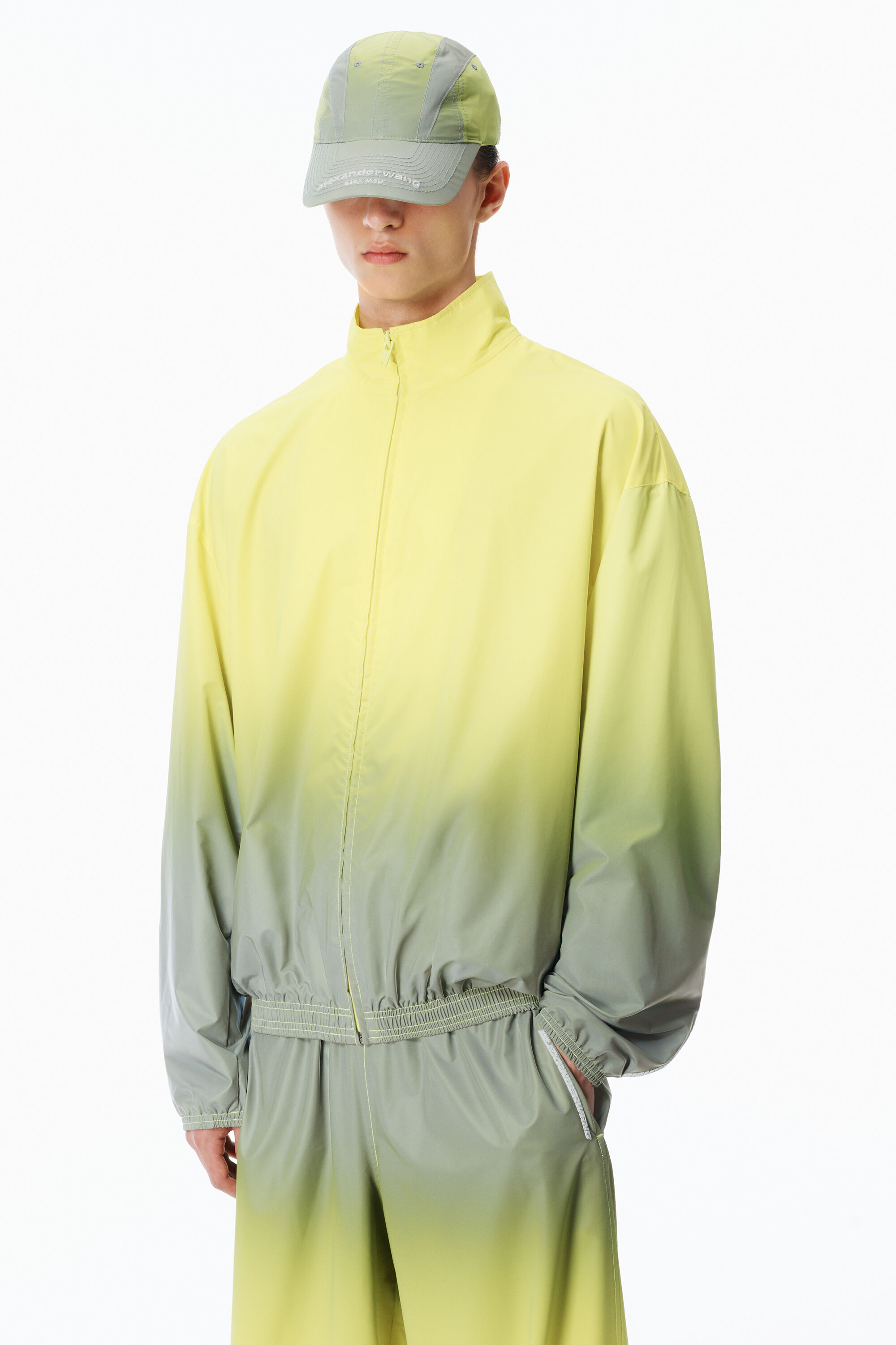 Unisex Reflective Track Jacket in SILVER/YELLOW | alexanderwang®