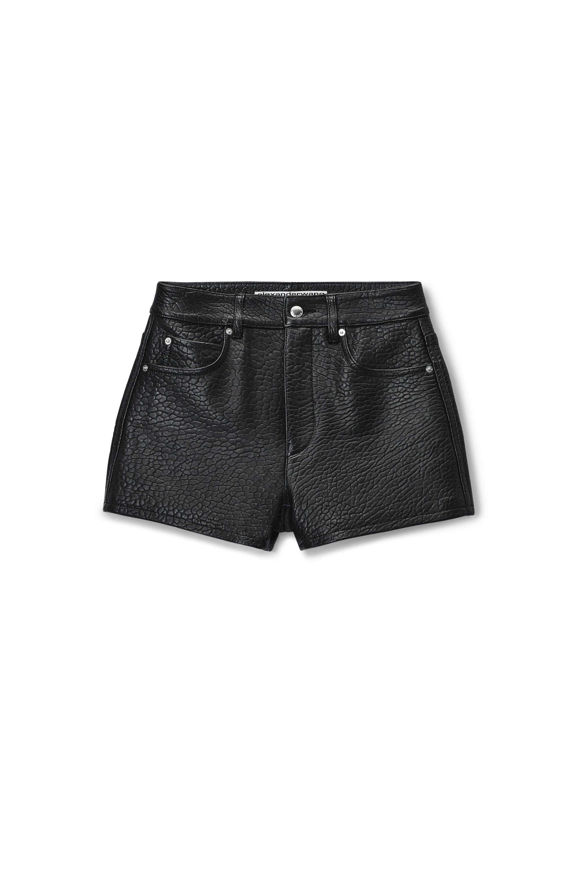 High-Waist Short in Primal Nappa Lambskin Leather in BLACK
