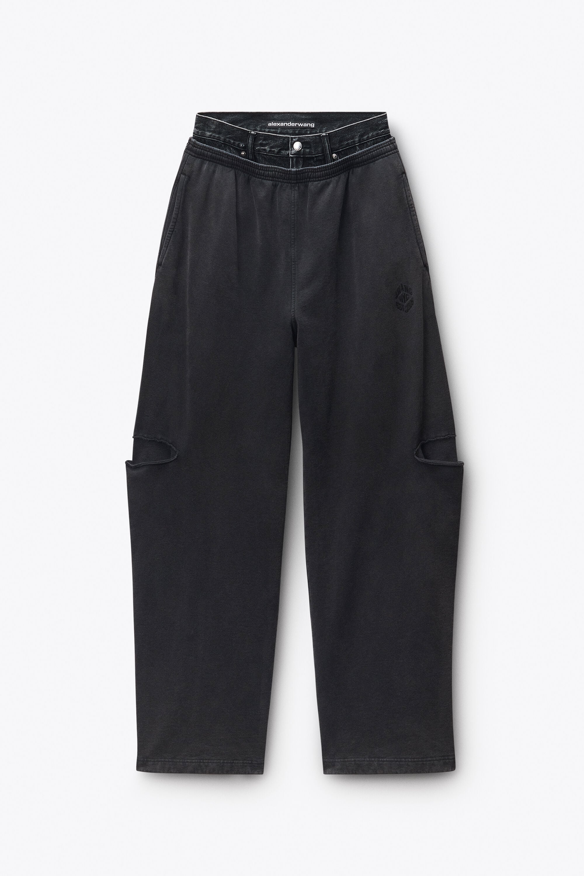 Denim Waist Sweatpant in WASHED BLACK/GREY AGED | alexanderwang®