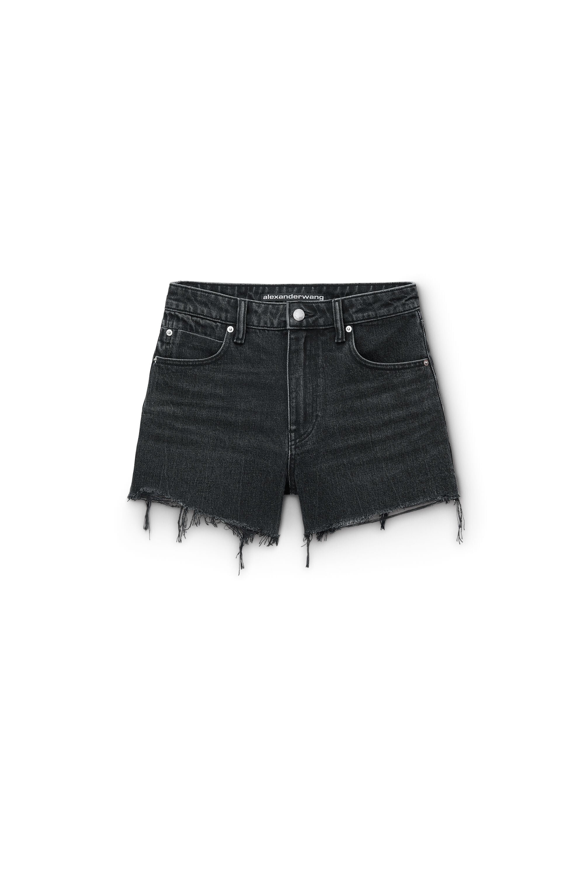 alexander wang BITE HIGH RISE ショートデニムパンツ Bite High Rise Denim Short with logo pocket in GREY AGED