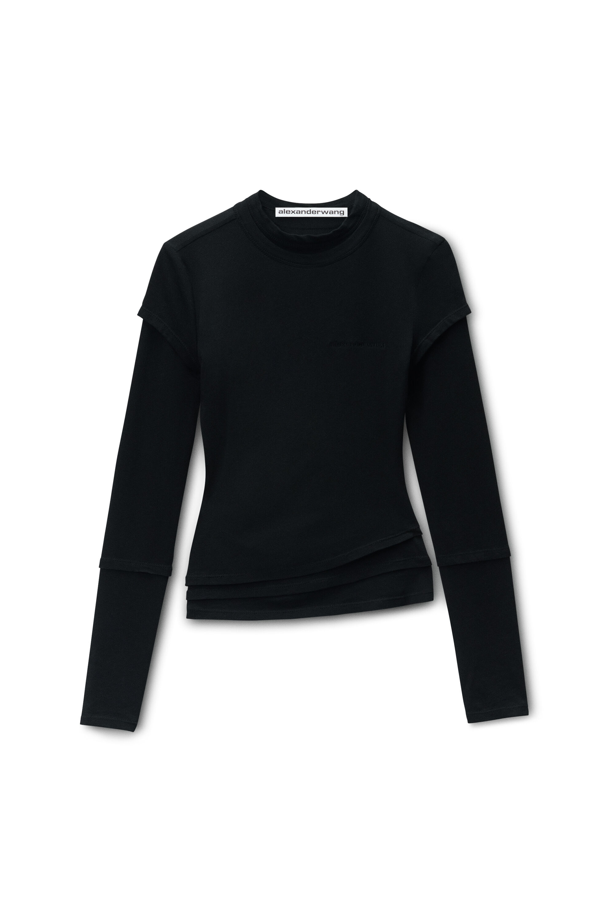 Layered Long Sleeve Tee in BLACK | alexanderwang®