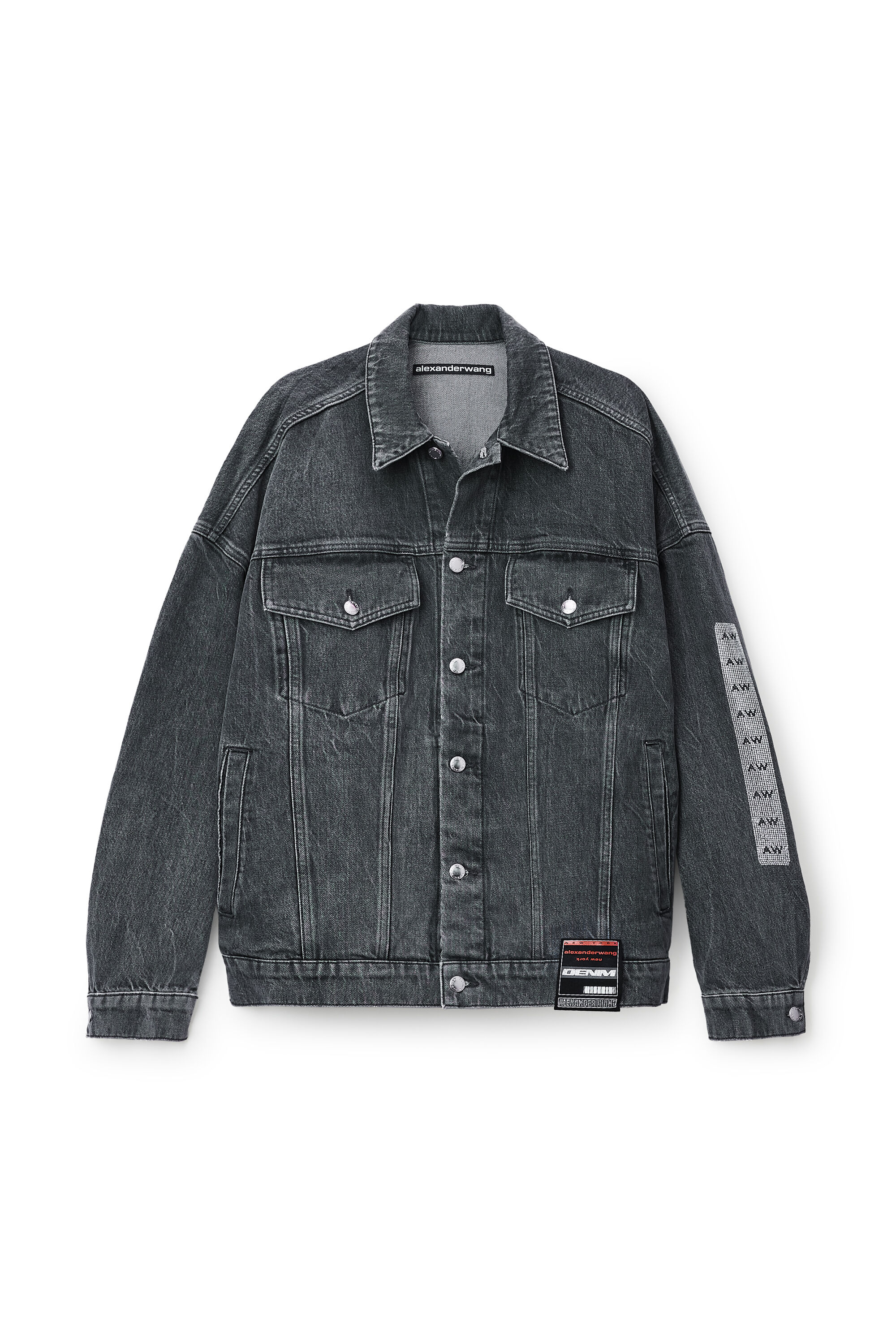 タグ付✨️Alexander wang レザージャケット ウエストシェイプ 0 alexanderwang アレキサンダーワング OVERSIZED TRUCKER JACKET WITH
