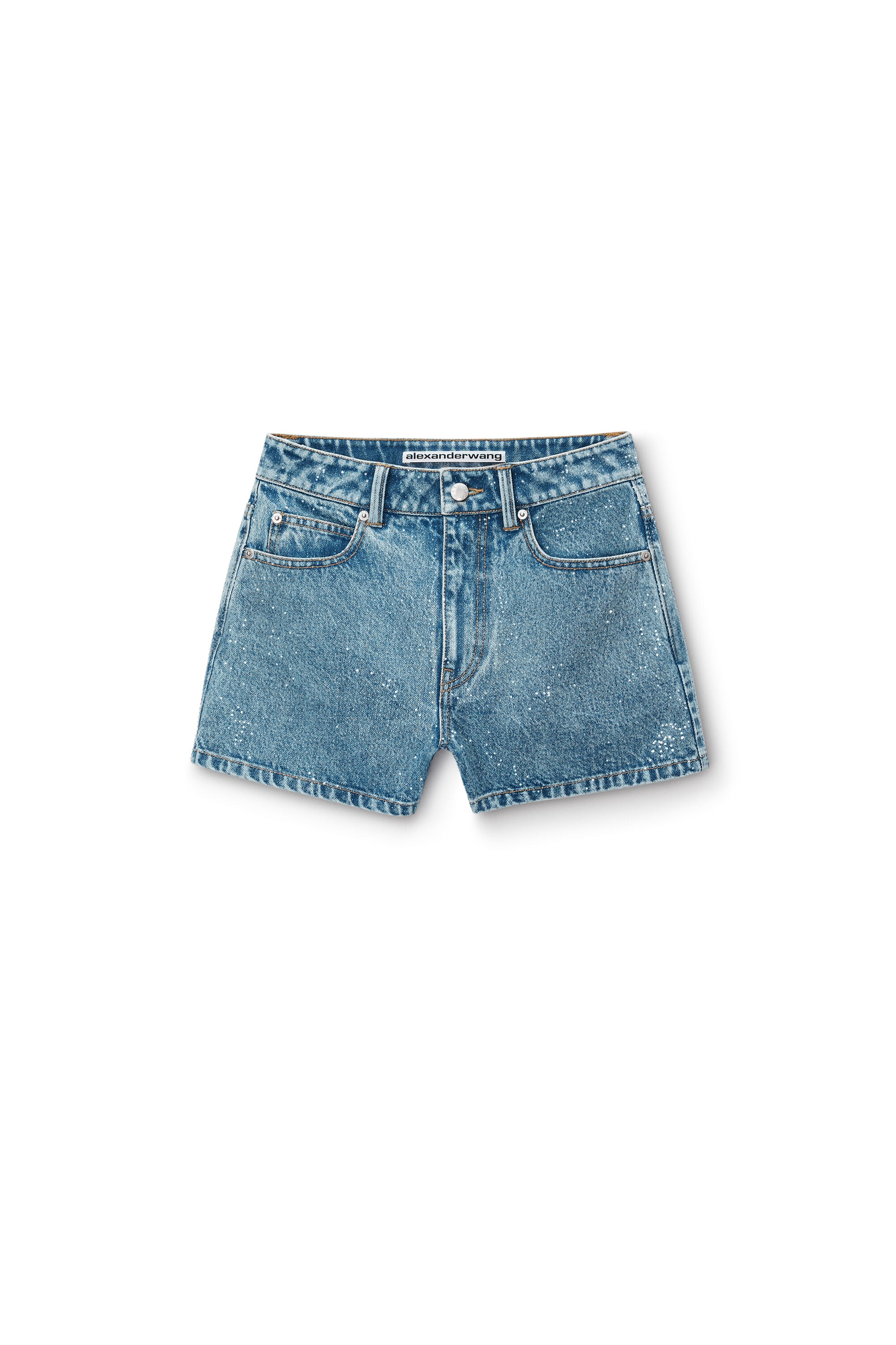 Clear Hotfix High-Rise Denim Short in VINTAGE LIGHT INDIGO
