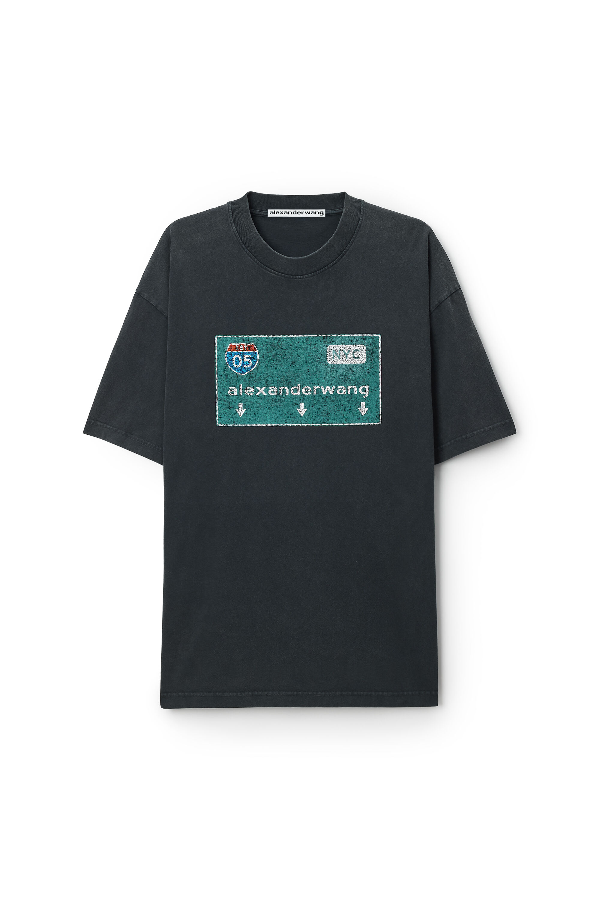 STREET SIGN GRAPHIC TEE in WASHED BLACK | alexanderwang®