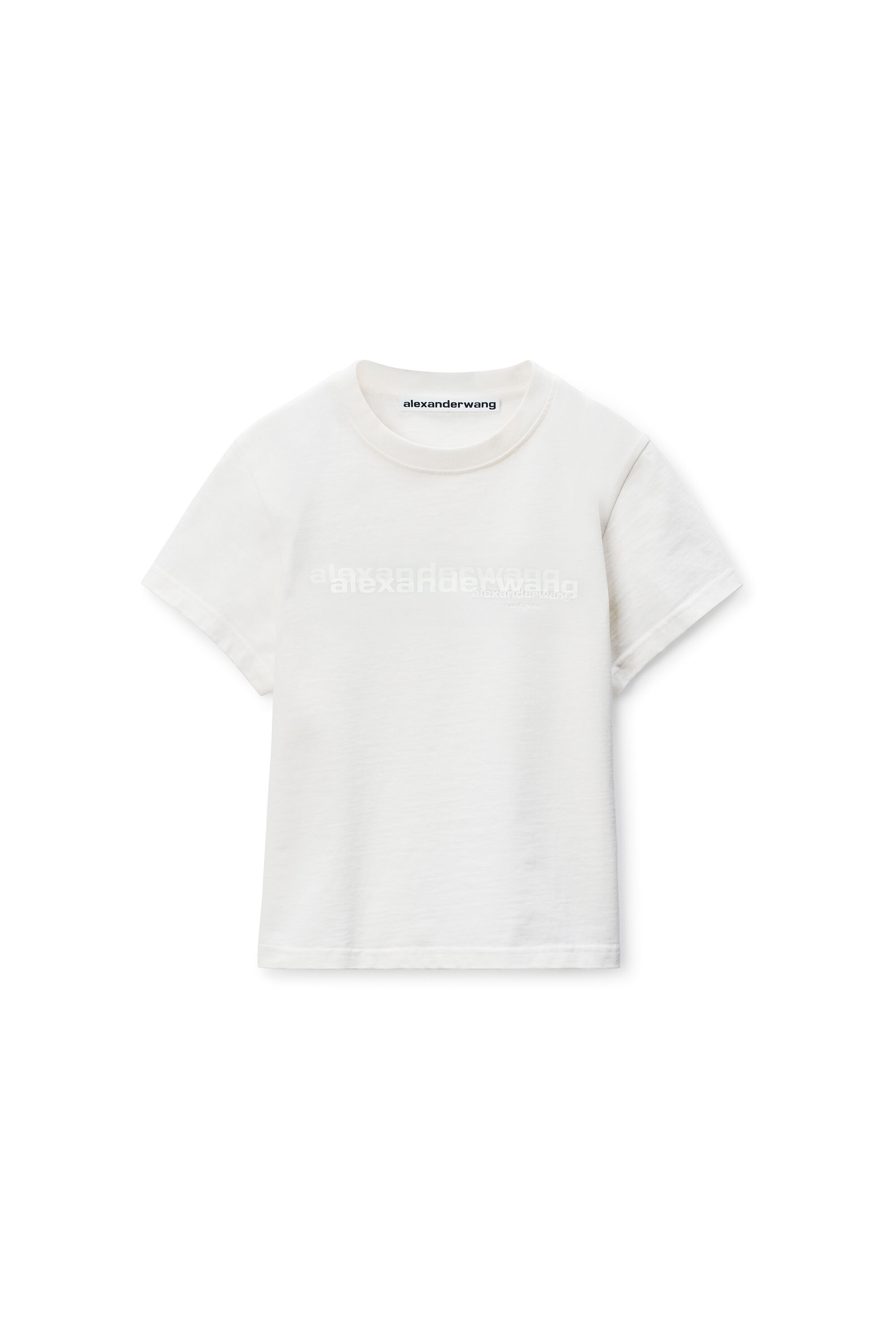 White Cotton Shrunken Logo Tee in VINTAGE WHITE | alexanderwang®