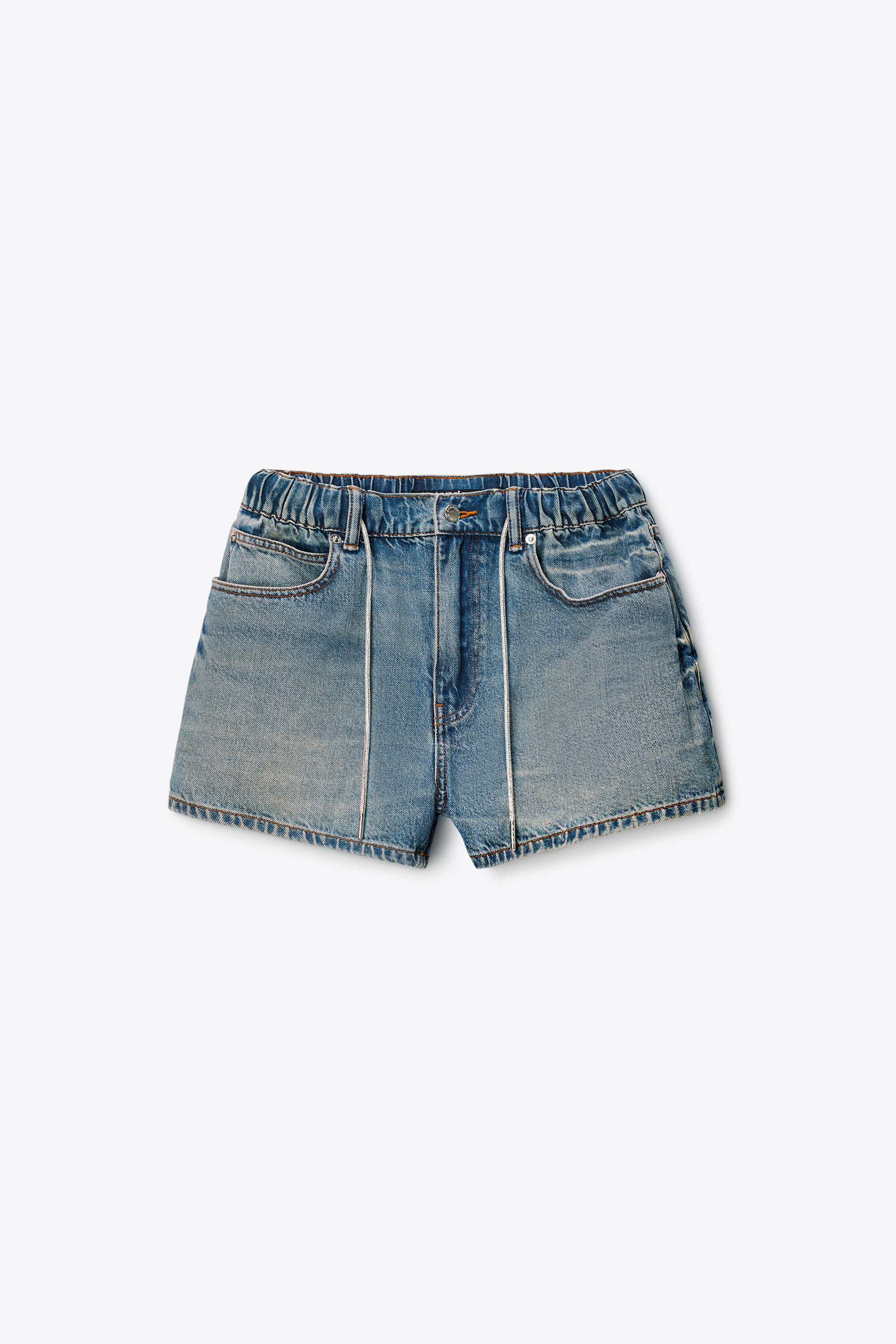 Crystal Hotfix Drawcord Short in TINTED MEDIUM INDIGO | alexanderwang®