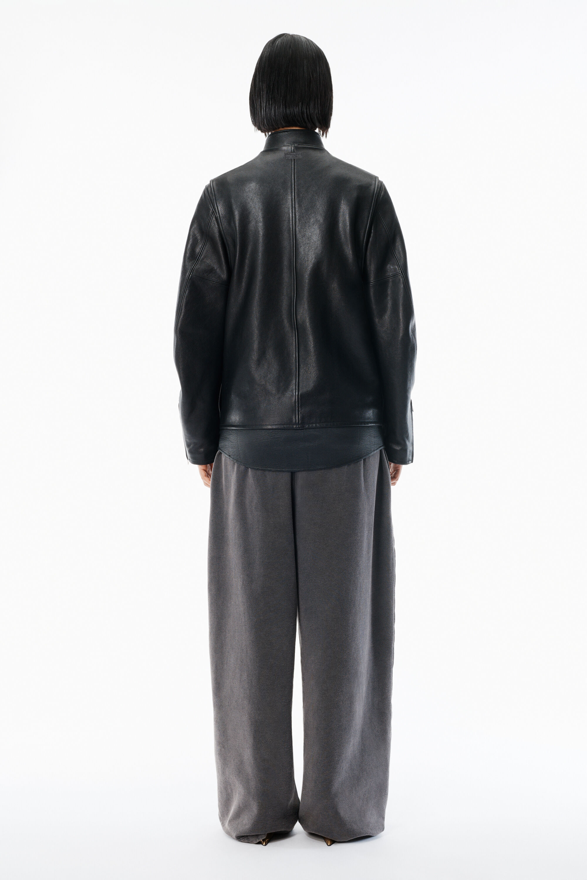 alexanderwang アレキサンダーワング ブラック グロッシー レザー モト
