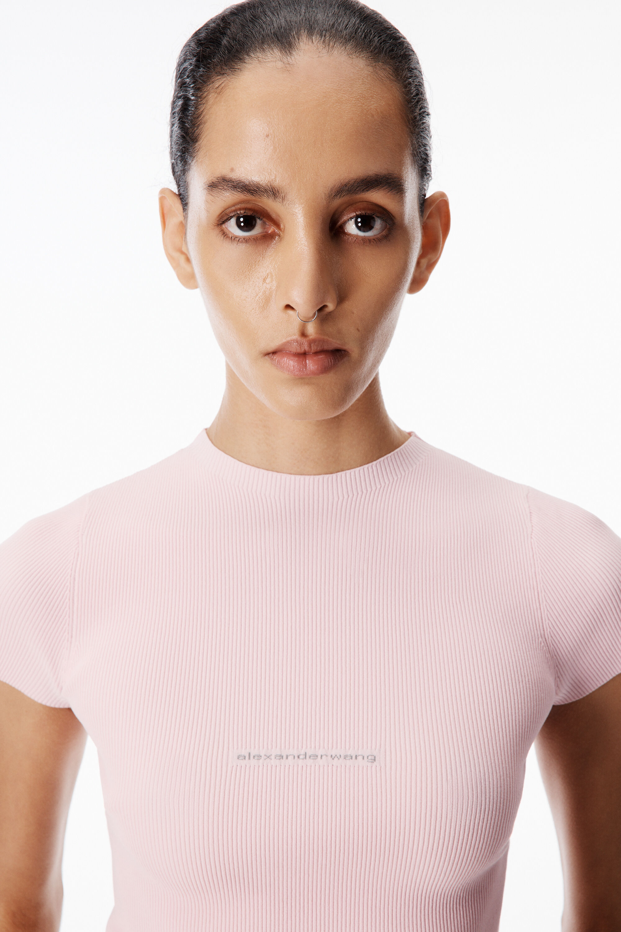 Knit Logo Baby Tee in LIGHT PINK | alexanderwang®