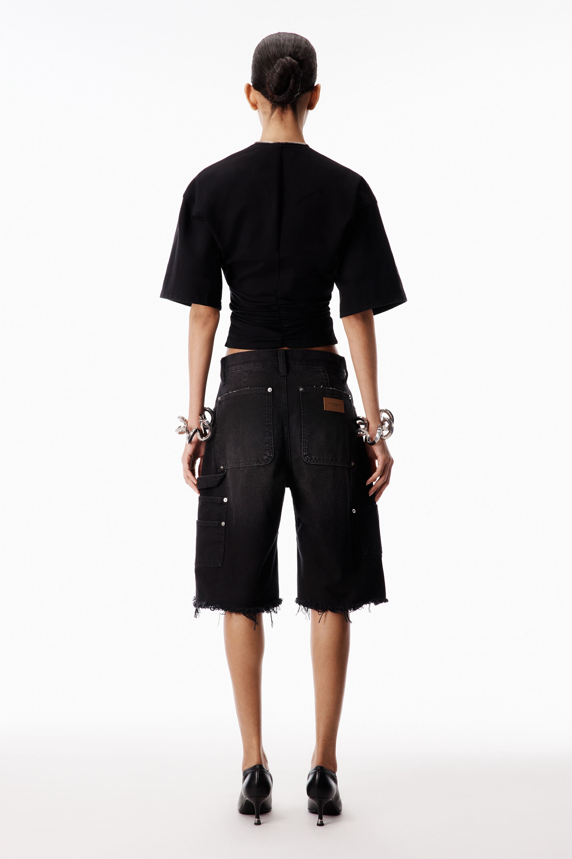 Zip Mid-Rise Carpenter Short in VINTAGE BLACK | alexanderwang®