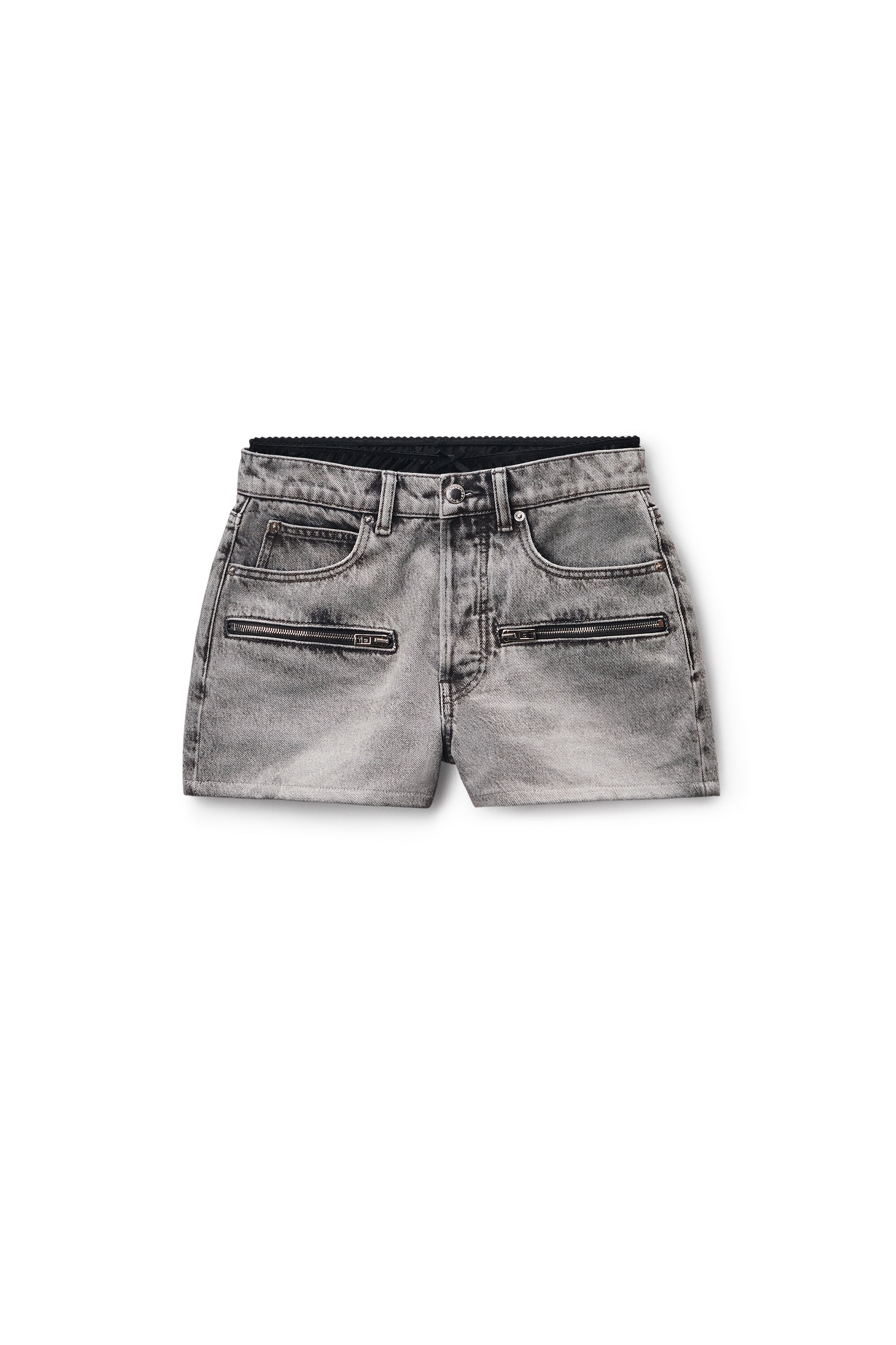 Silk Zip Mid-Rise Short in WASHED GREY | alexanderwang®