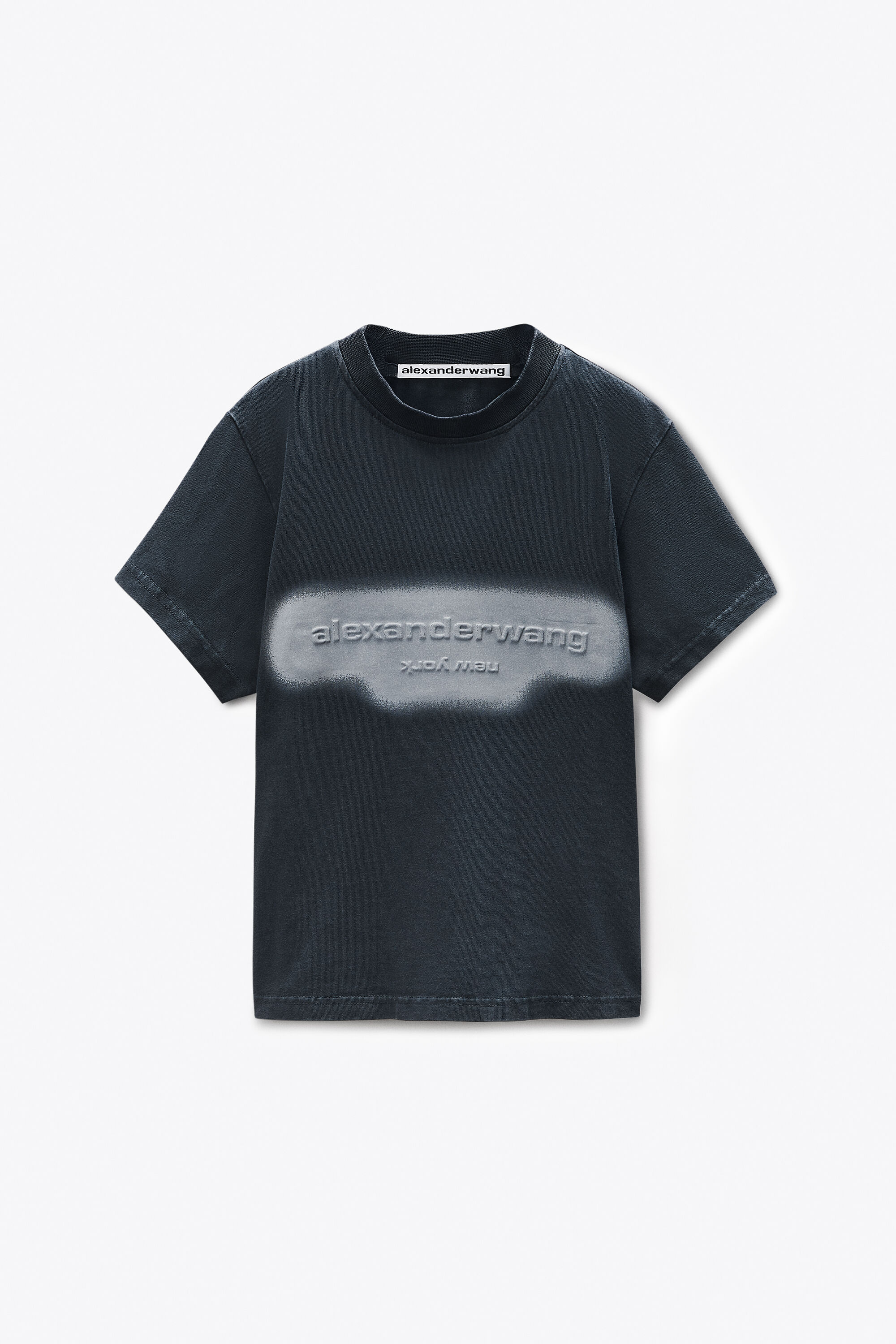 Reflective Halo Print Logo Tee in WASHED BLACK | alexanderwang®