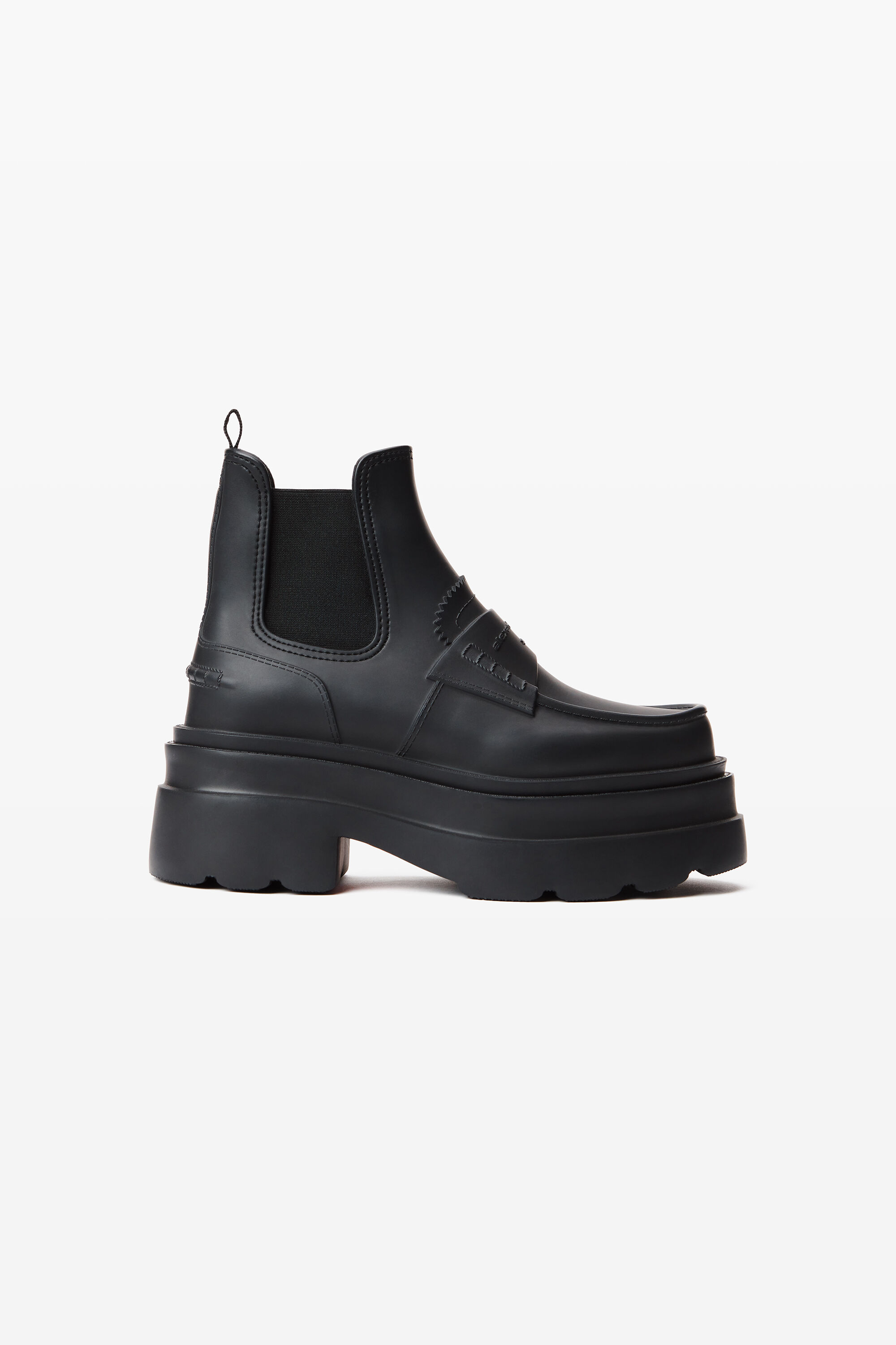 alexanderwang ブラック 厚底ローファー　38 Carter 75mm Ankle Platform Boot in Rubber in BLACK | alexanderwang®