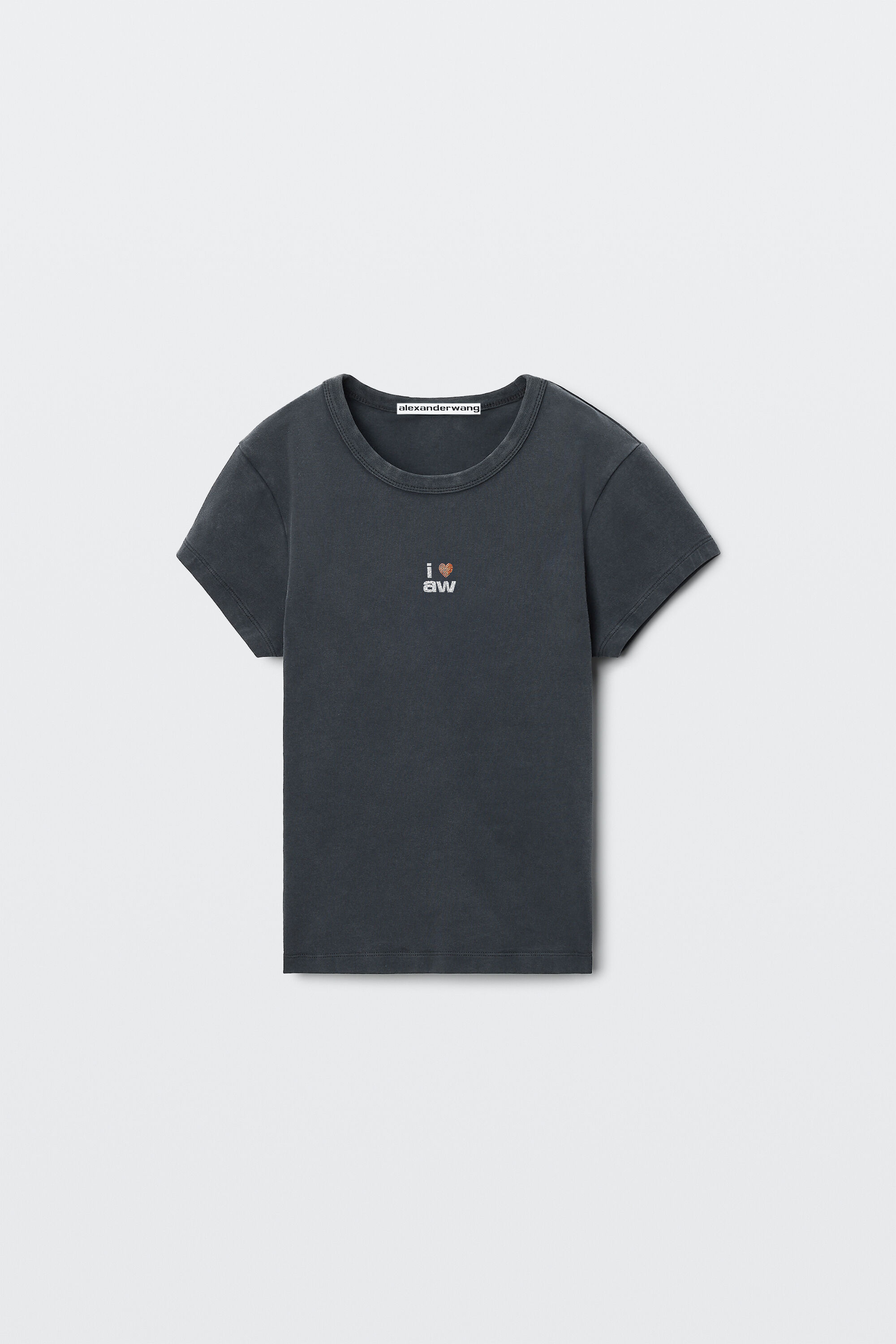 CRYSTAL HEART GRAPHIC TEE in WASHED BLACK | alexanderwang®