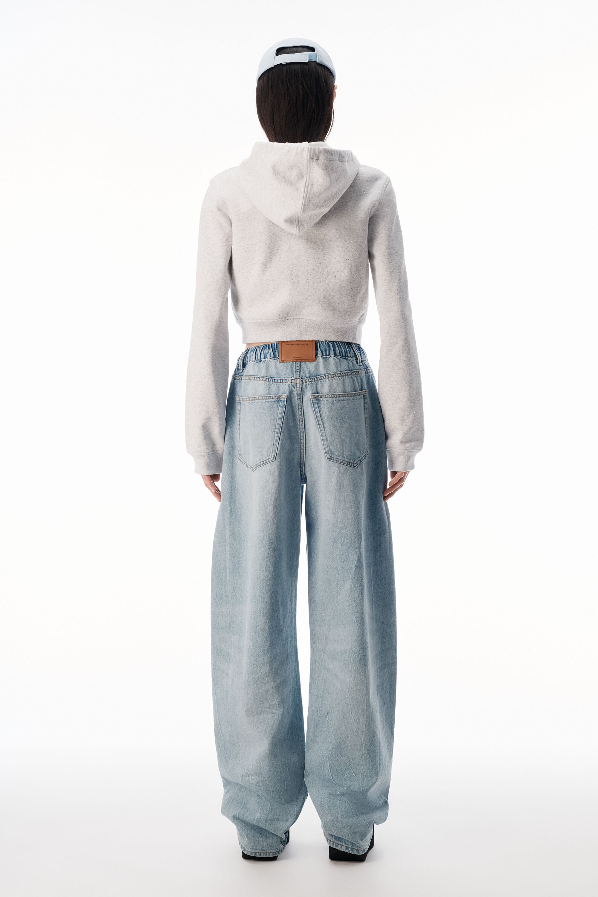 ALEXANDER WANG ×  AW BLEACH JUGGER CRYSTAL HOTFIX DRAWCORD BALLOON JOGGER in LIGHT BLEACH