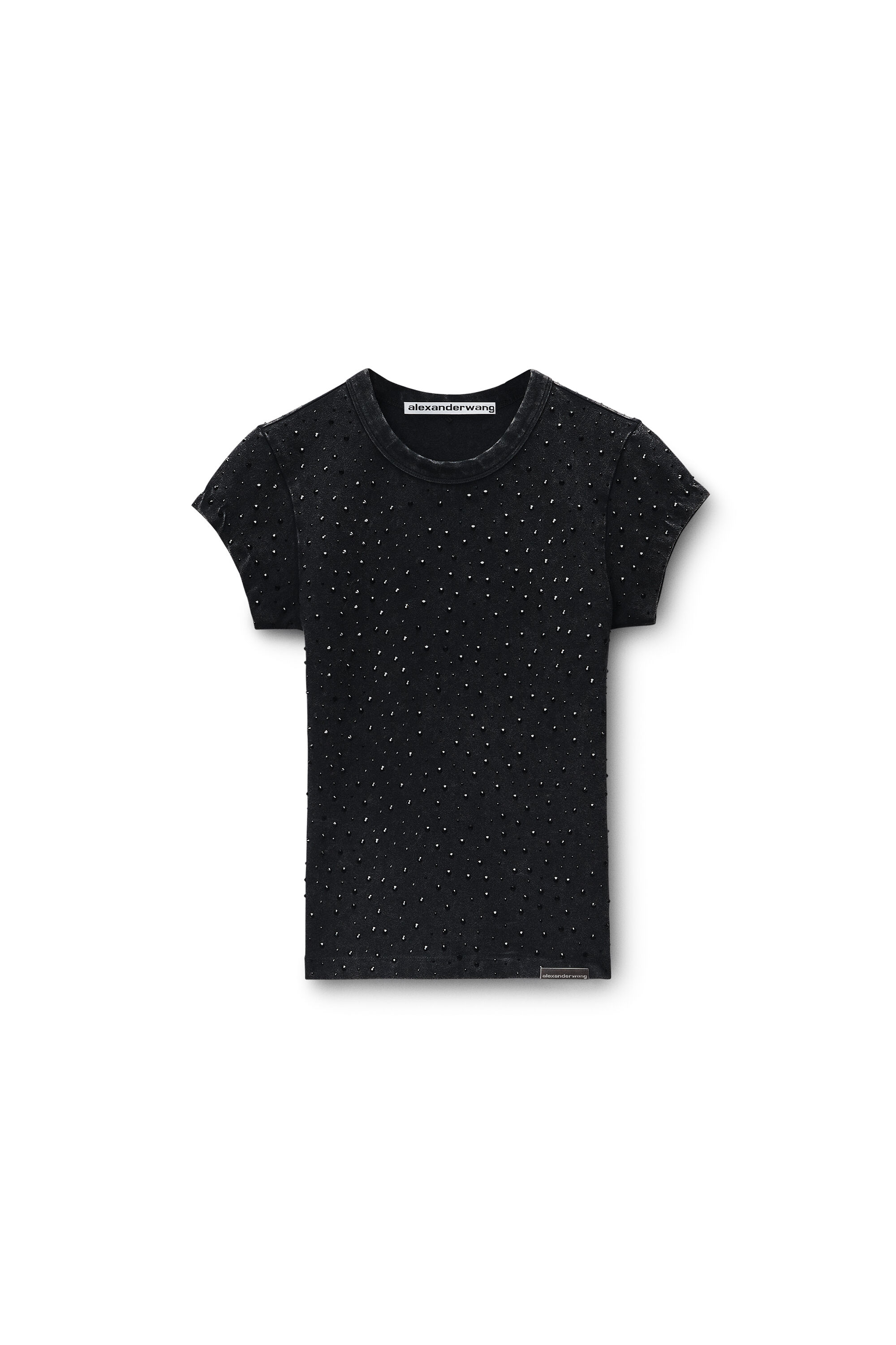 Crystal Hotfix Baby Tee in WASHED BLACK | alexanderwang®