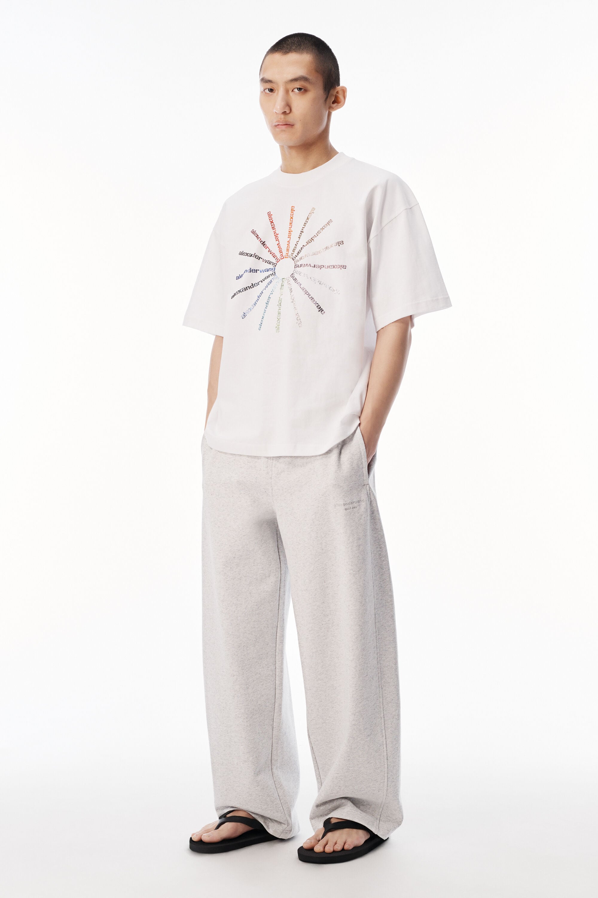 CRYSTAL HOTFIX PINWHEEL SHORT SLEEVE TEE in VINTAGE WHITE