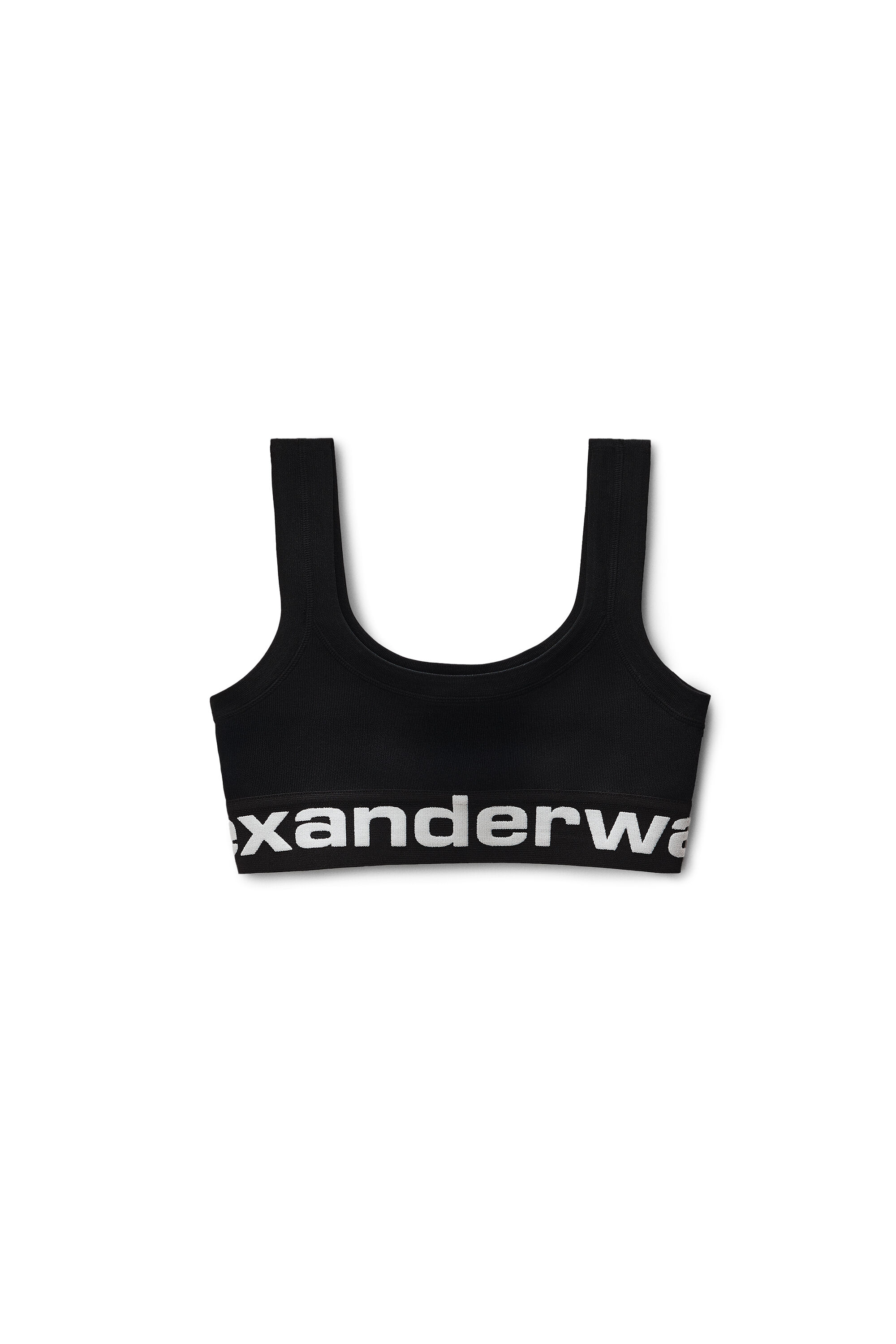 alexanderwang ロゴエラスティックブラトップ XS LOGO ELASTIC SCOOP NECK BRA TOP in BLACK | alexanderwang®